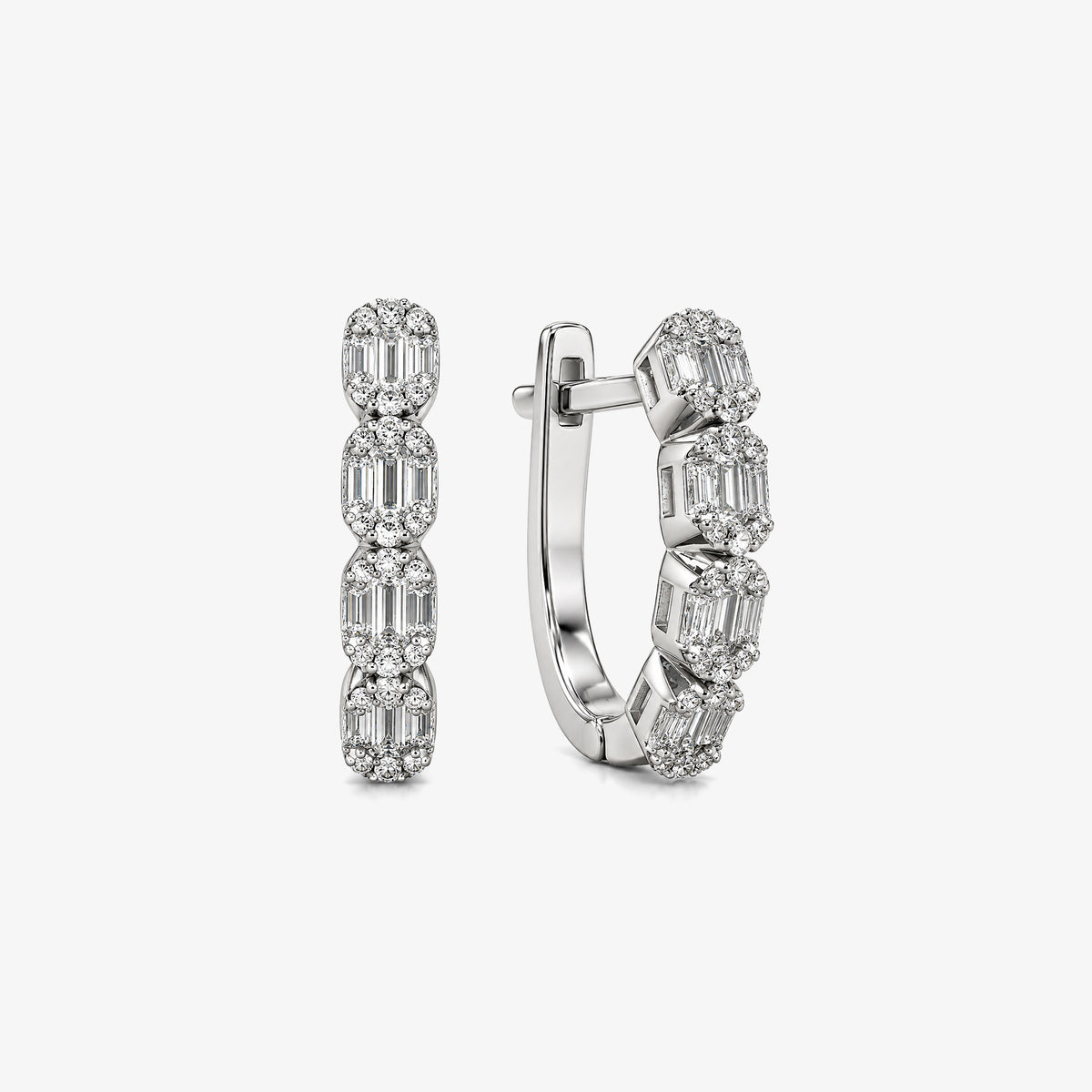 Cercei rotunzi din aur alb 18K cu diamante naturale 0,49 ct – KP0029774