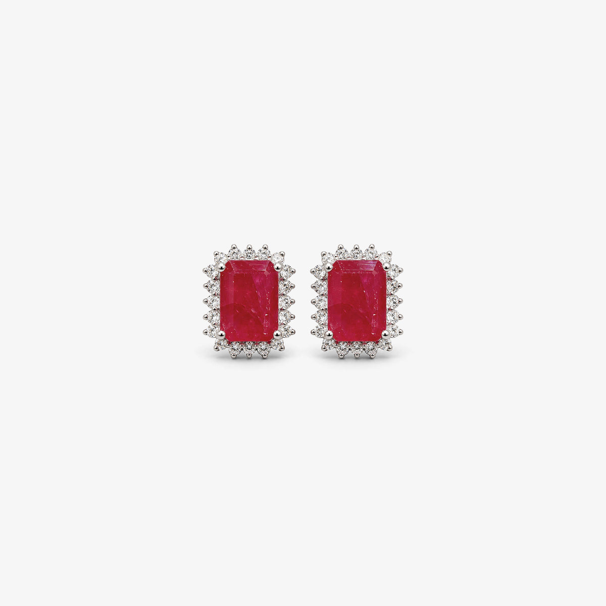 Cercei stud din aur alb 18K cu rubine 3,83 ct și diamante 0,40 ct – 93330