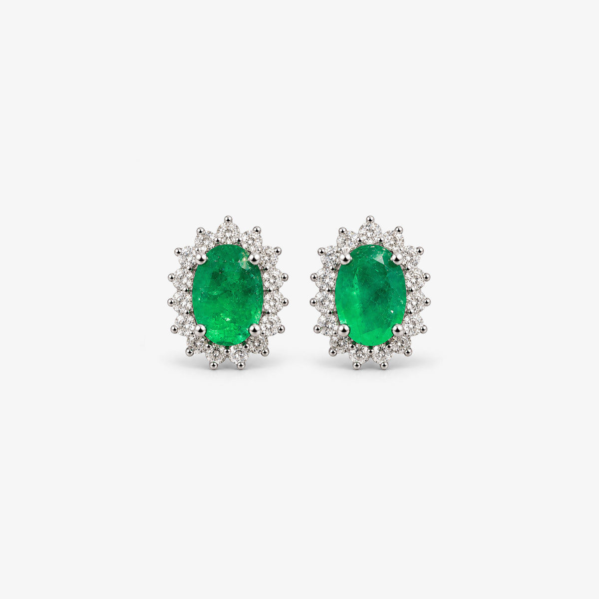 Cercei din aur alb 18K cu safire 1,70 ct și diamante 0,44 ct