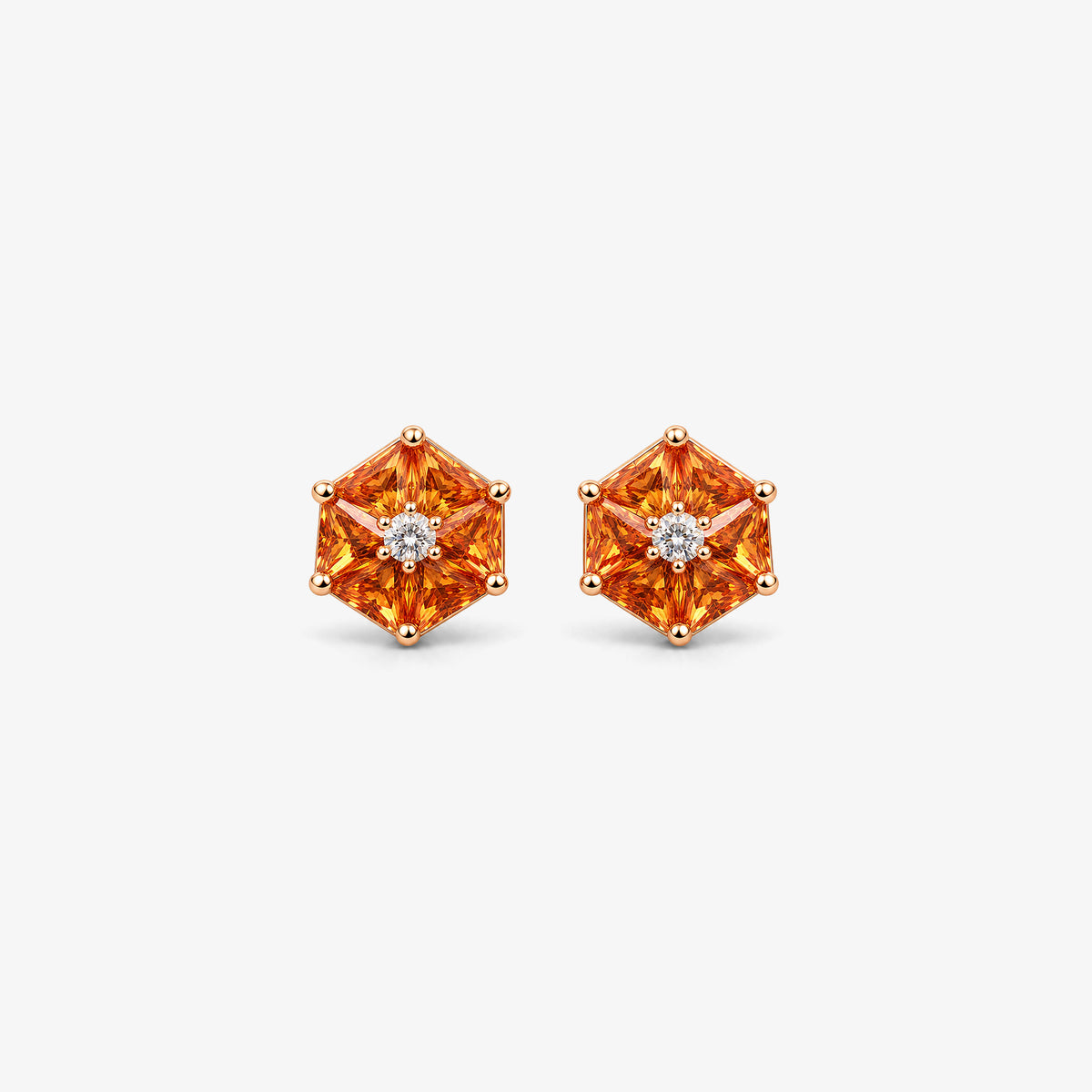 Cercei stud din aur rose 18K cu safire 1,60 ct și diamante 0,04 ct – 134758