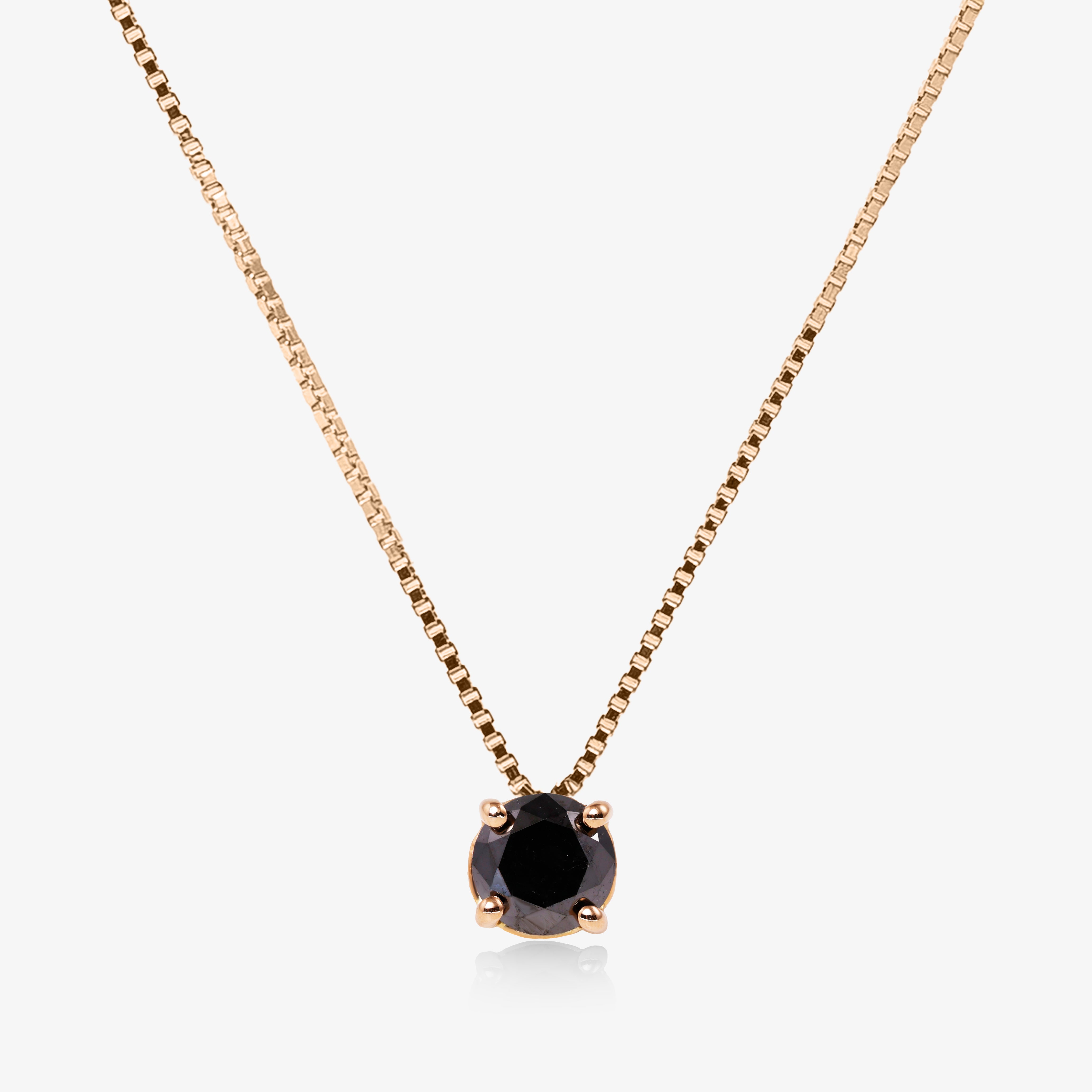 Colier aur roz 18k cu diamant negru