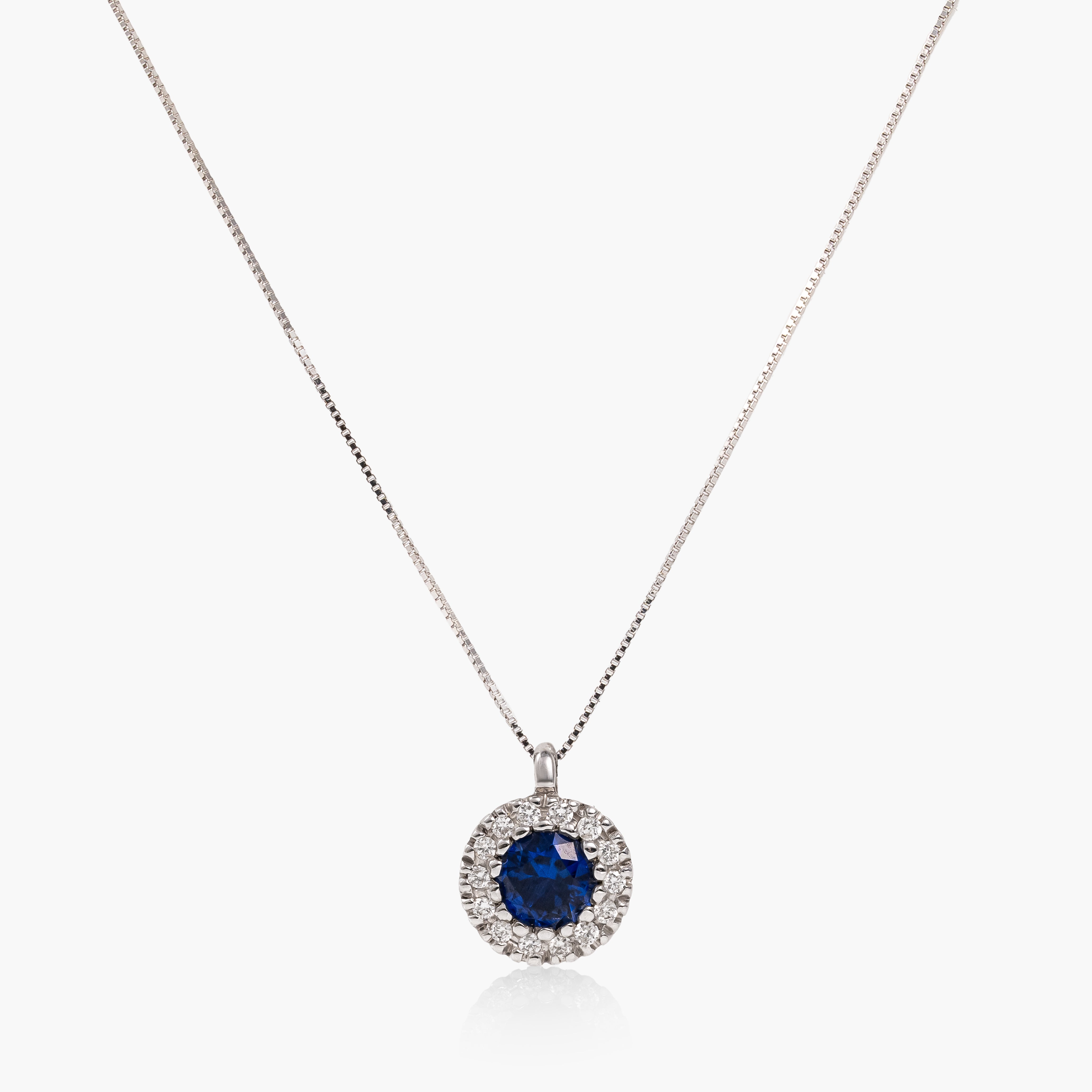 Colier aur 18k cu safir 0.35 ct si diamante