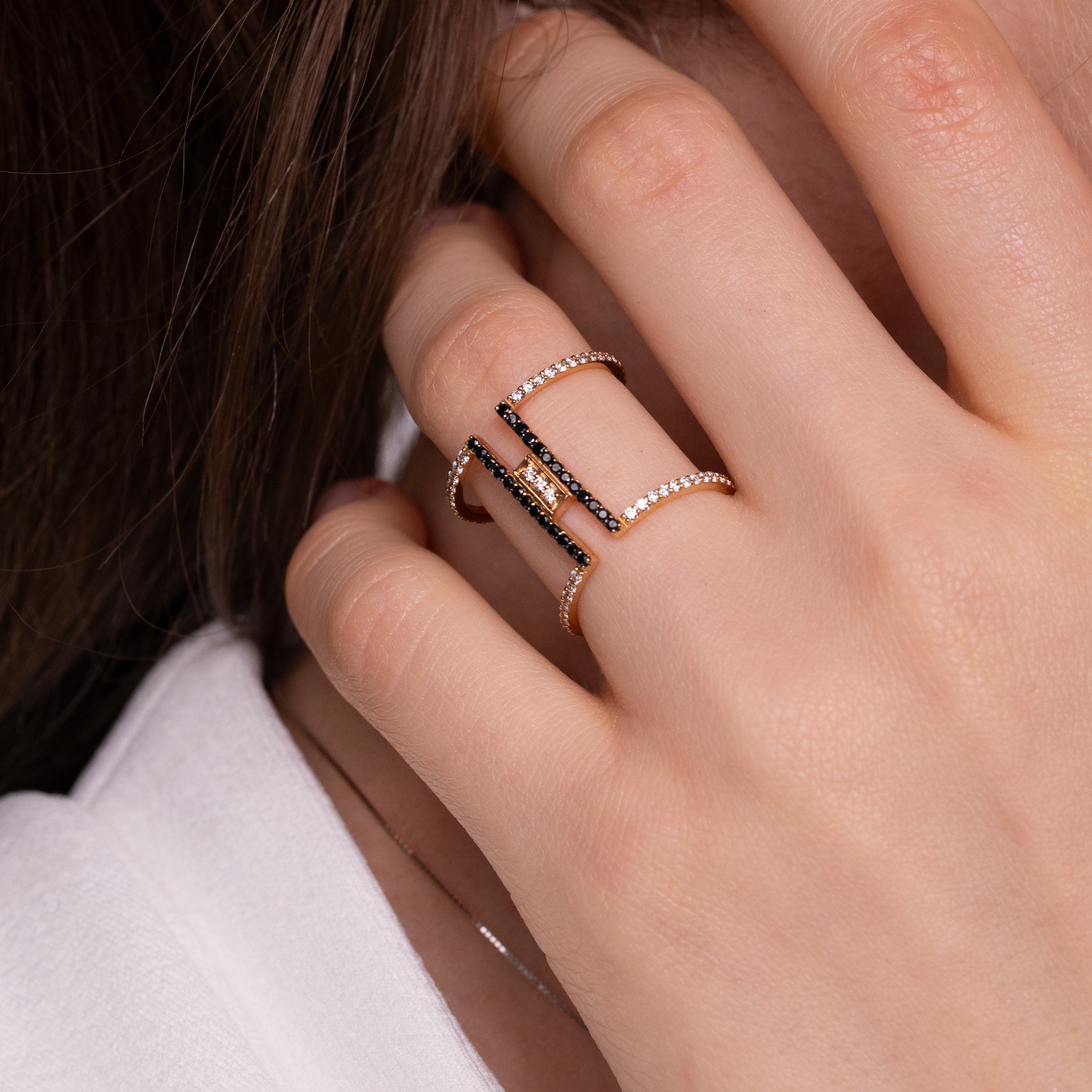 Inel aur roz 18k cu diamante 0.74 ct