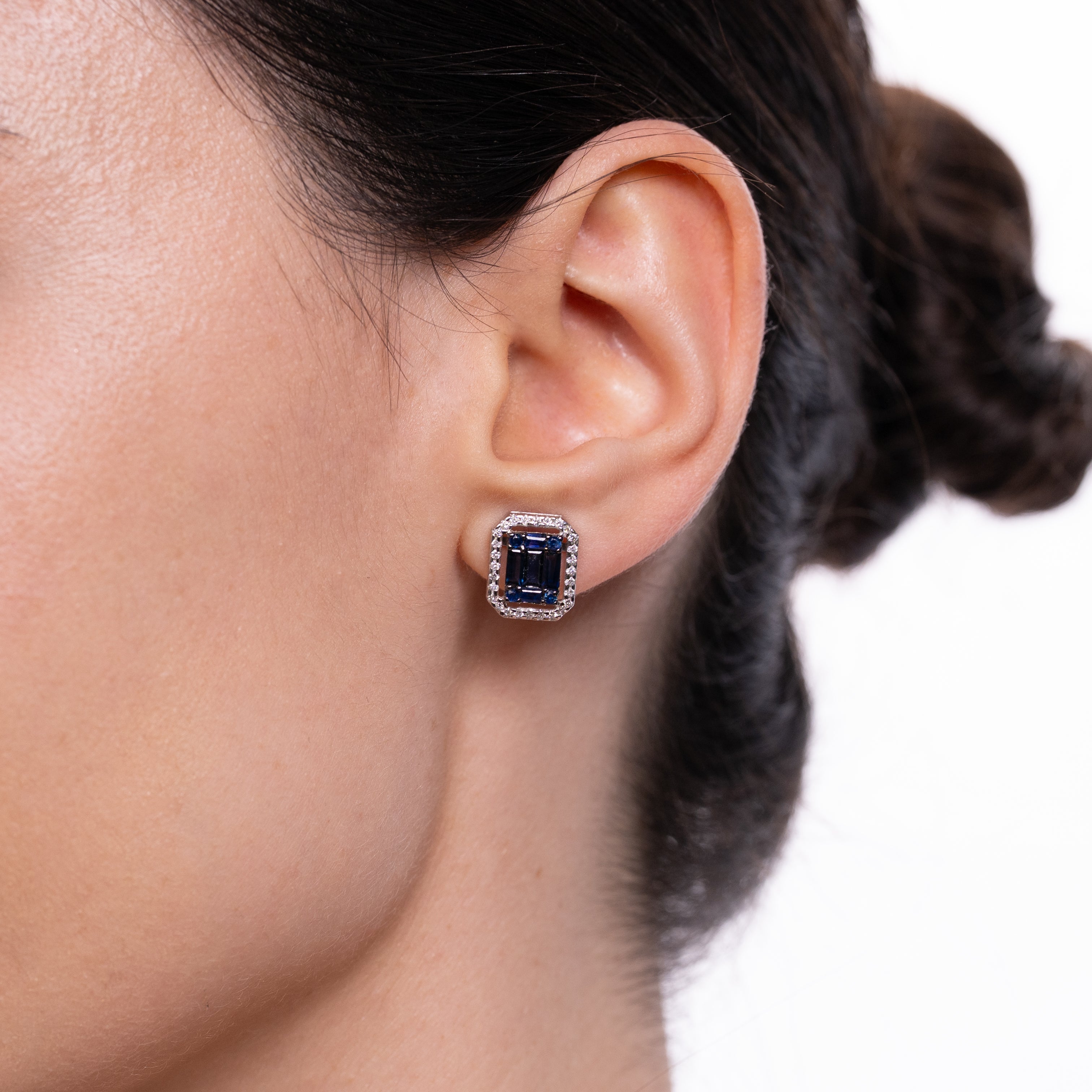 Cercei aur 18k cu safire 2.03 ct si diamante