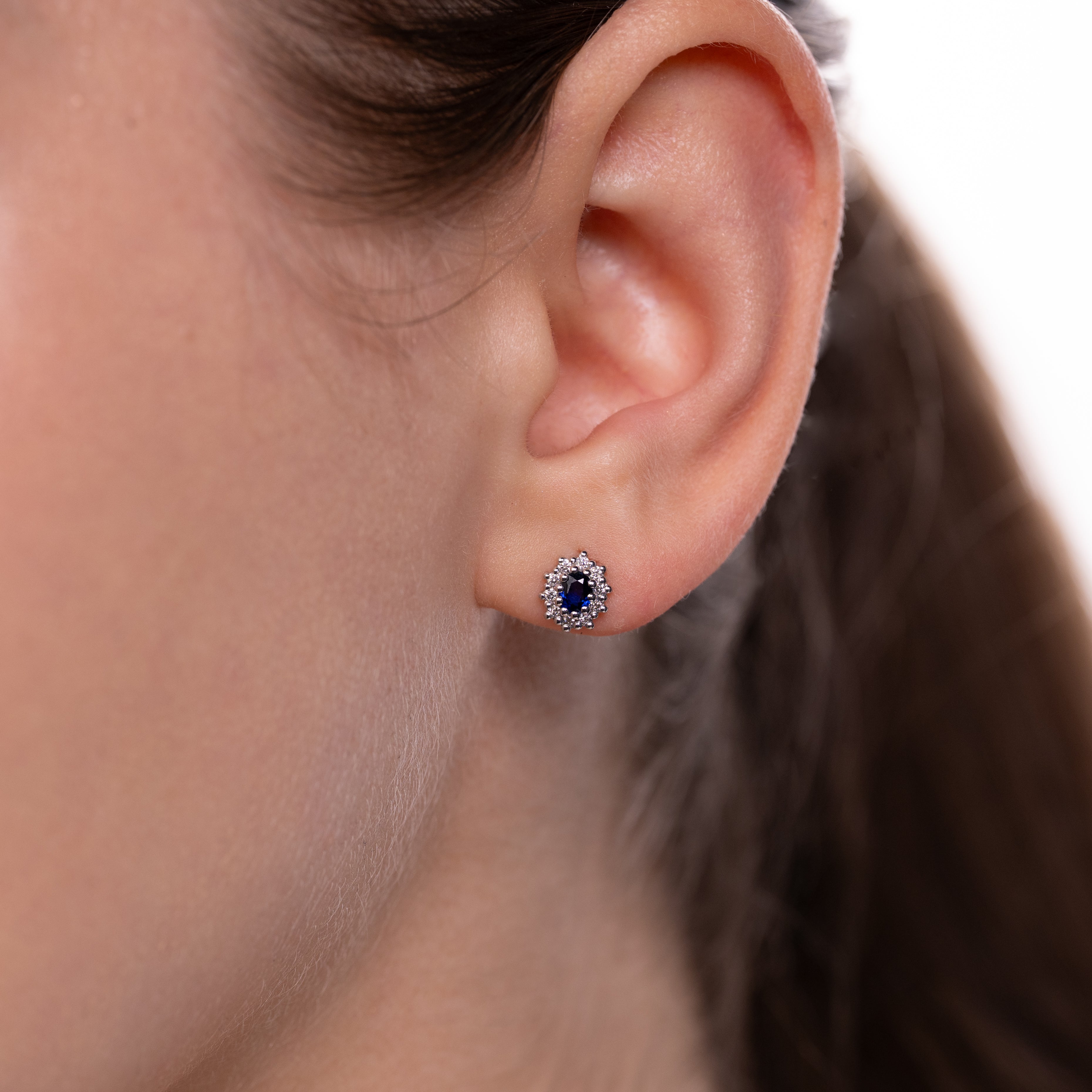 Sapphire Sparkle Earrings with Diamonds 0.20ct