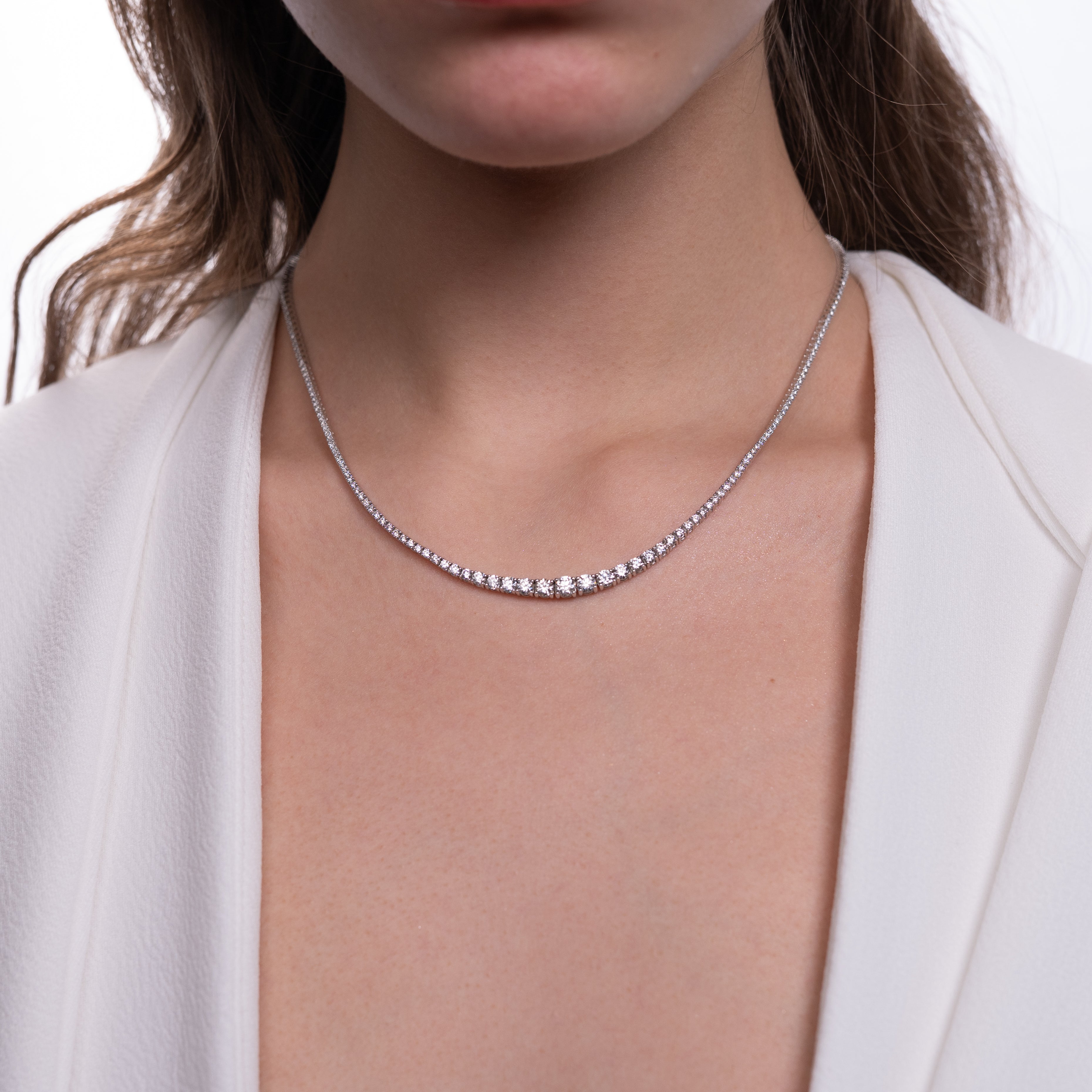 Colier tennis cu diamante 4.16 ct