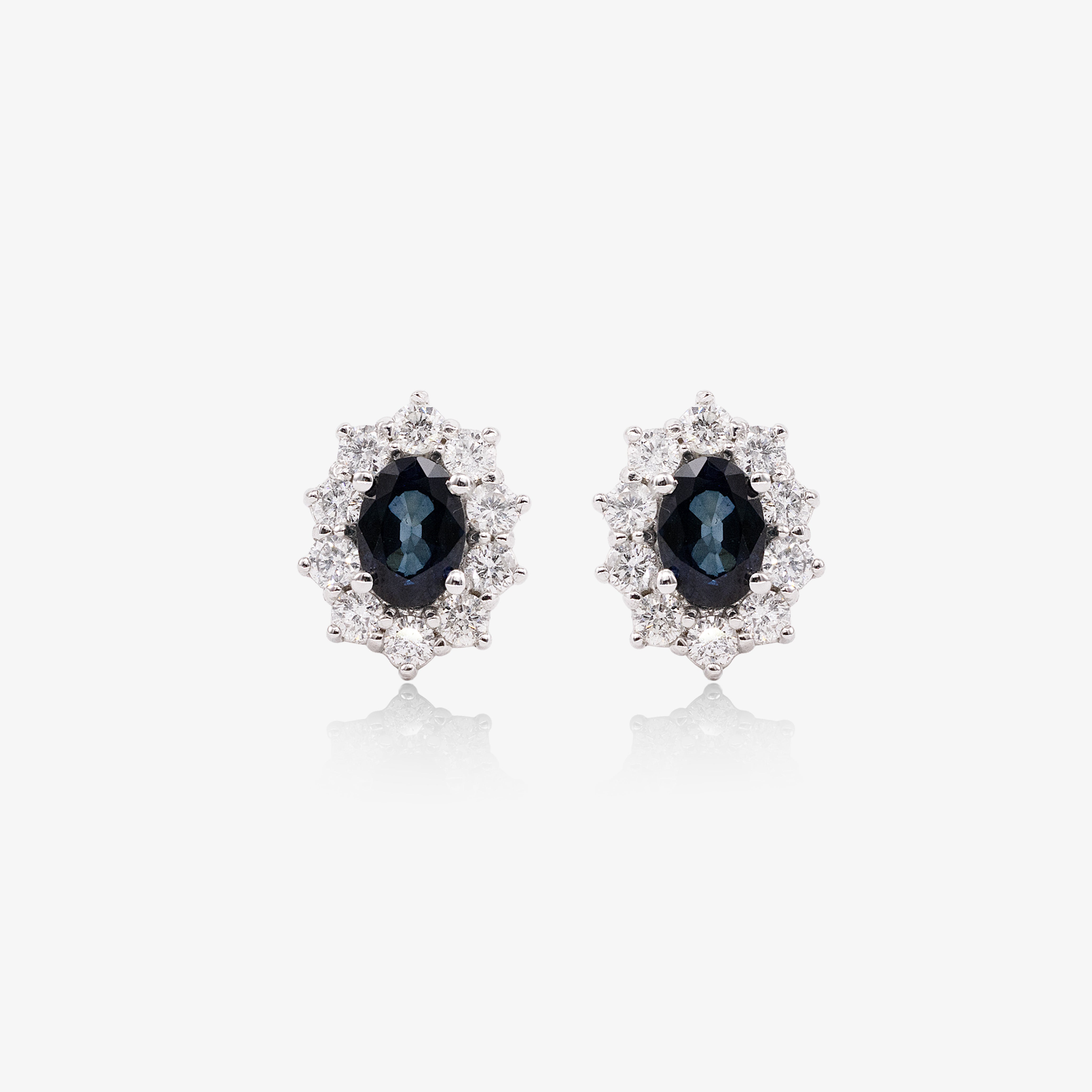 Cercei aur 18k cu safire 1.00 ct si diamante 0.72 ct