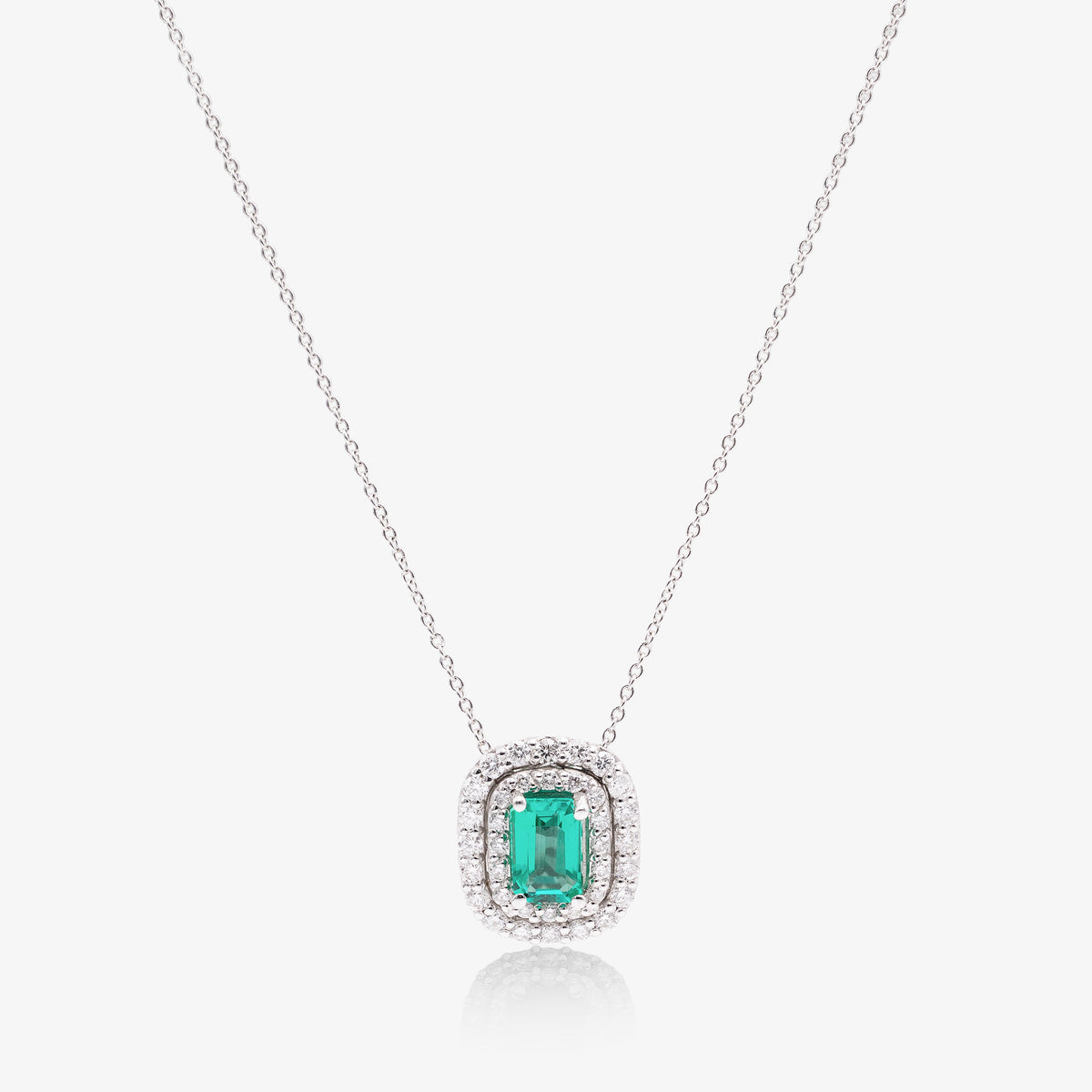 Colier aur 18k cu smarald 0.45 ct si diamante