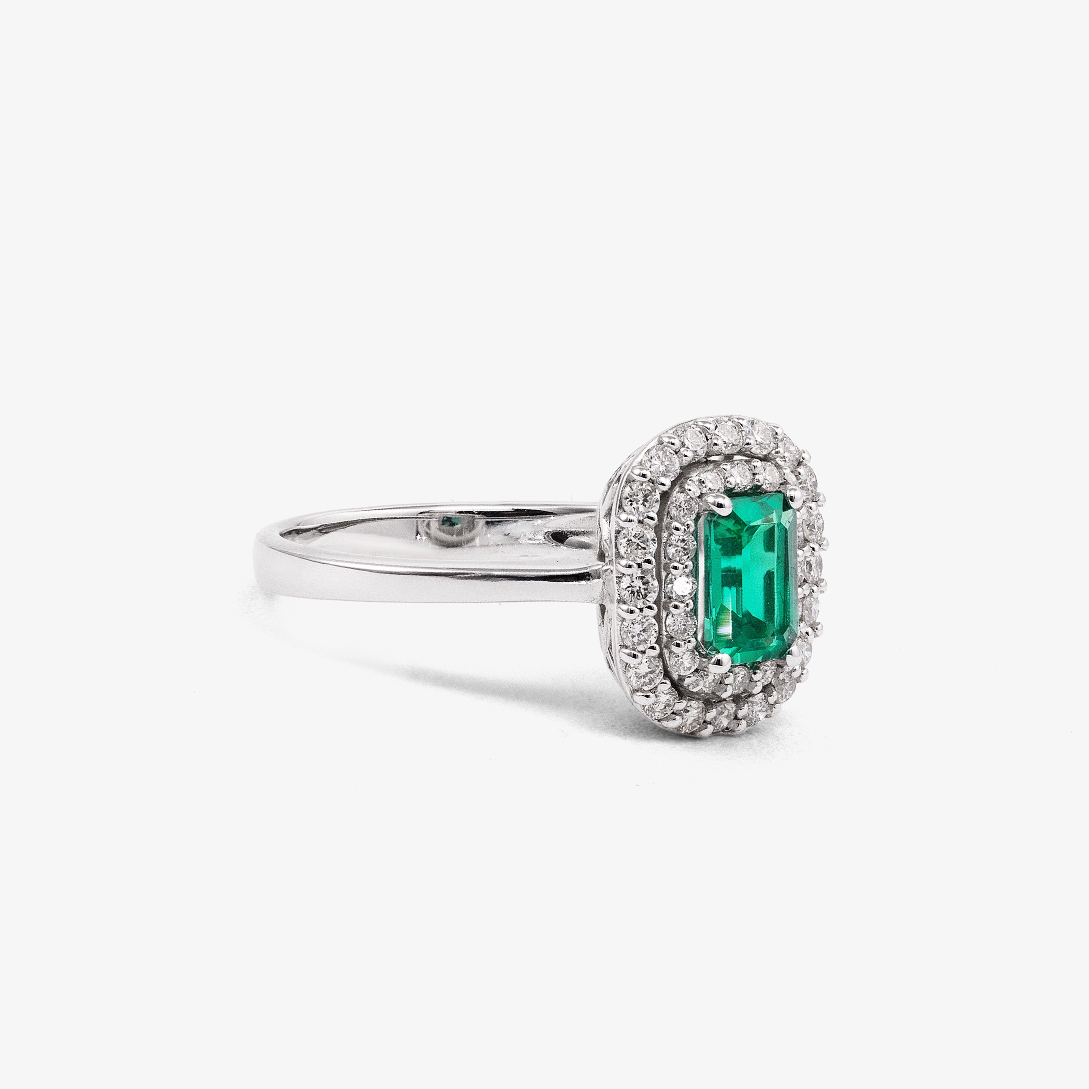 Inel aur 18k cu smarald 0.45 ct si diamante 0.34 ct