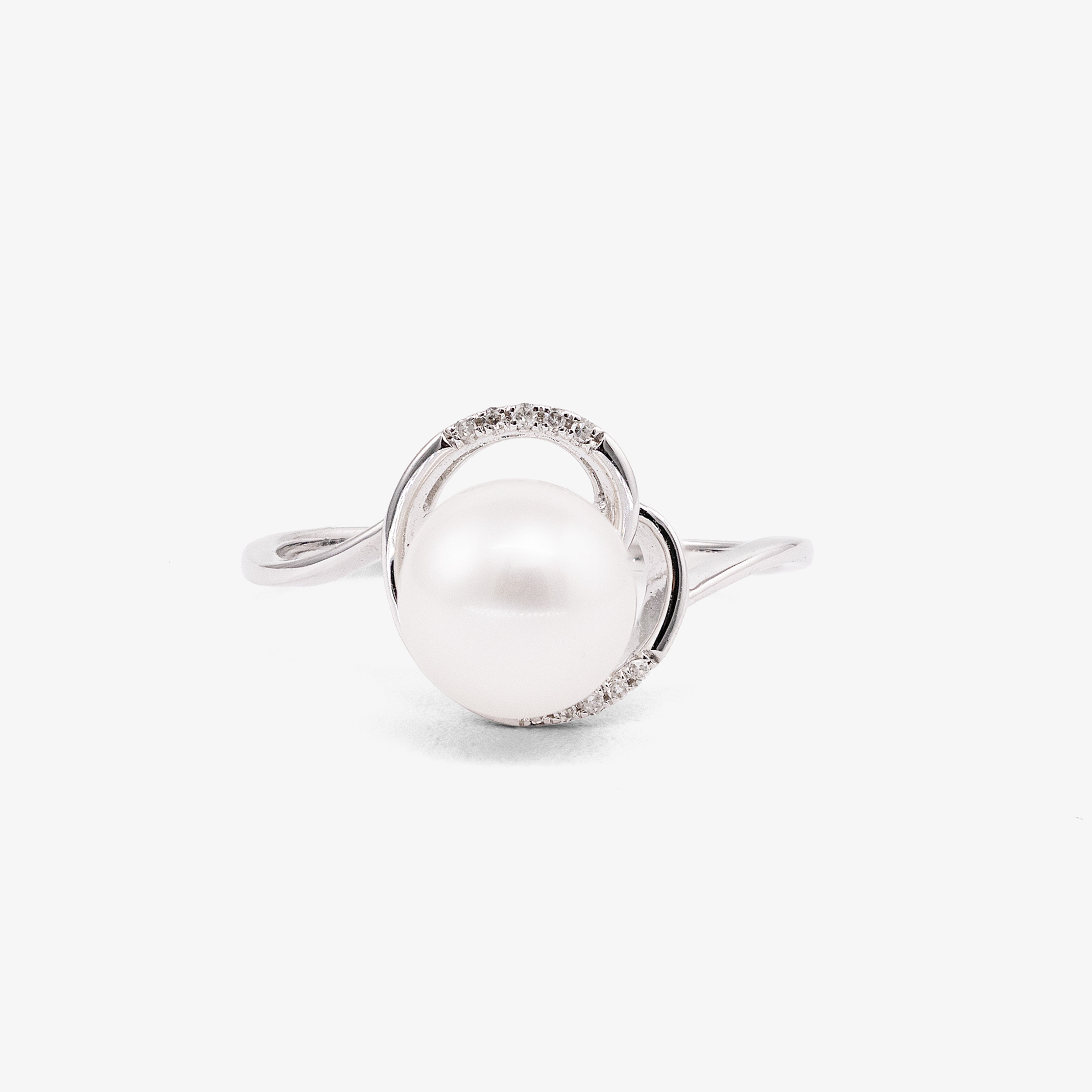 Inel aur 18k cu perla de cultura si diamante 0.02 ct