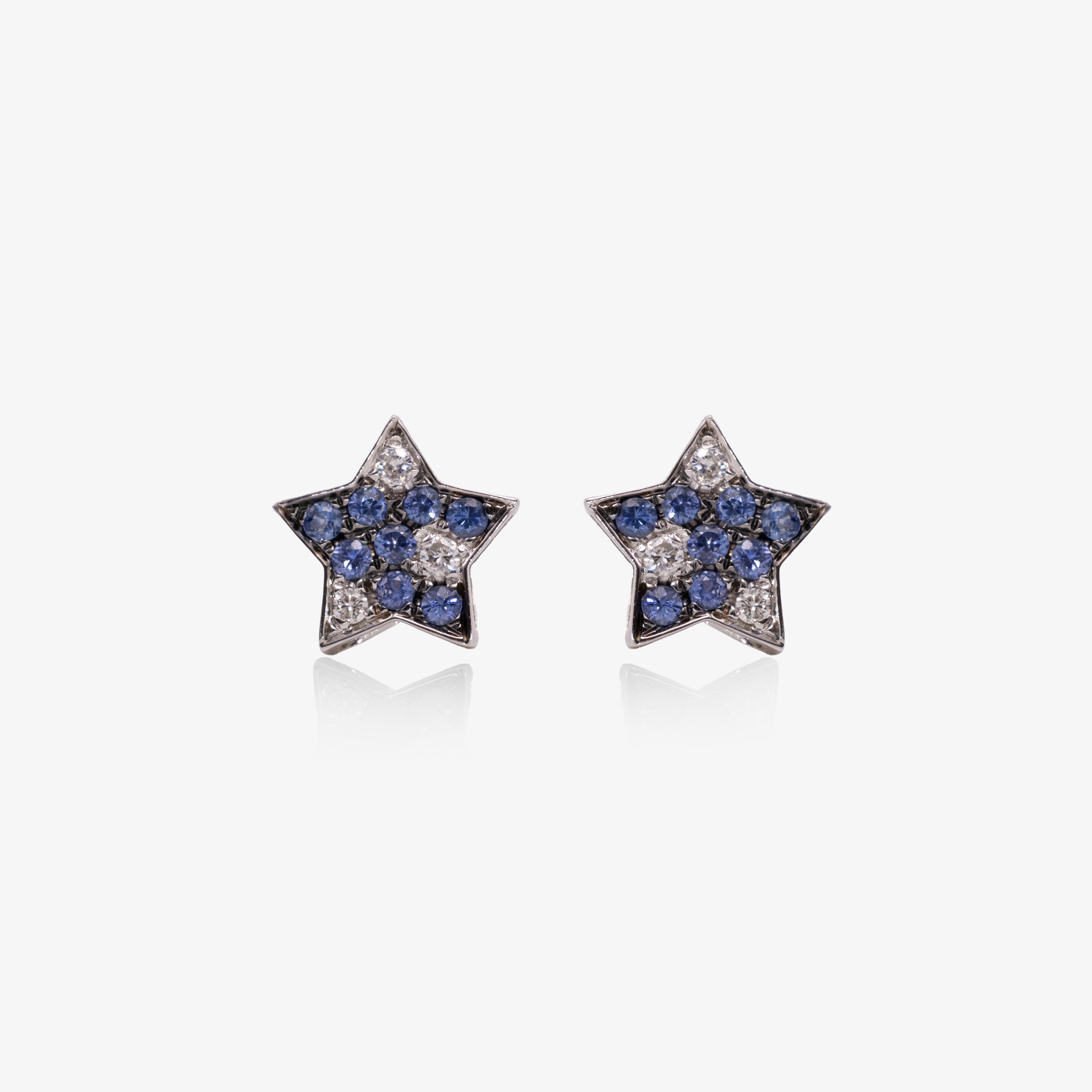 Cercei aur 18k Blue Stars cu safire 0.25 ct