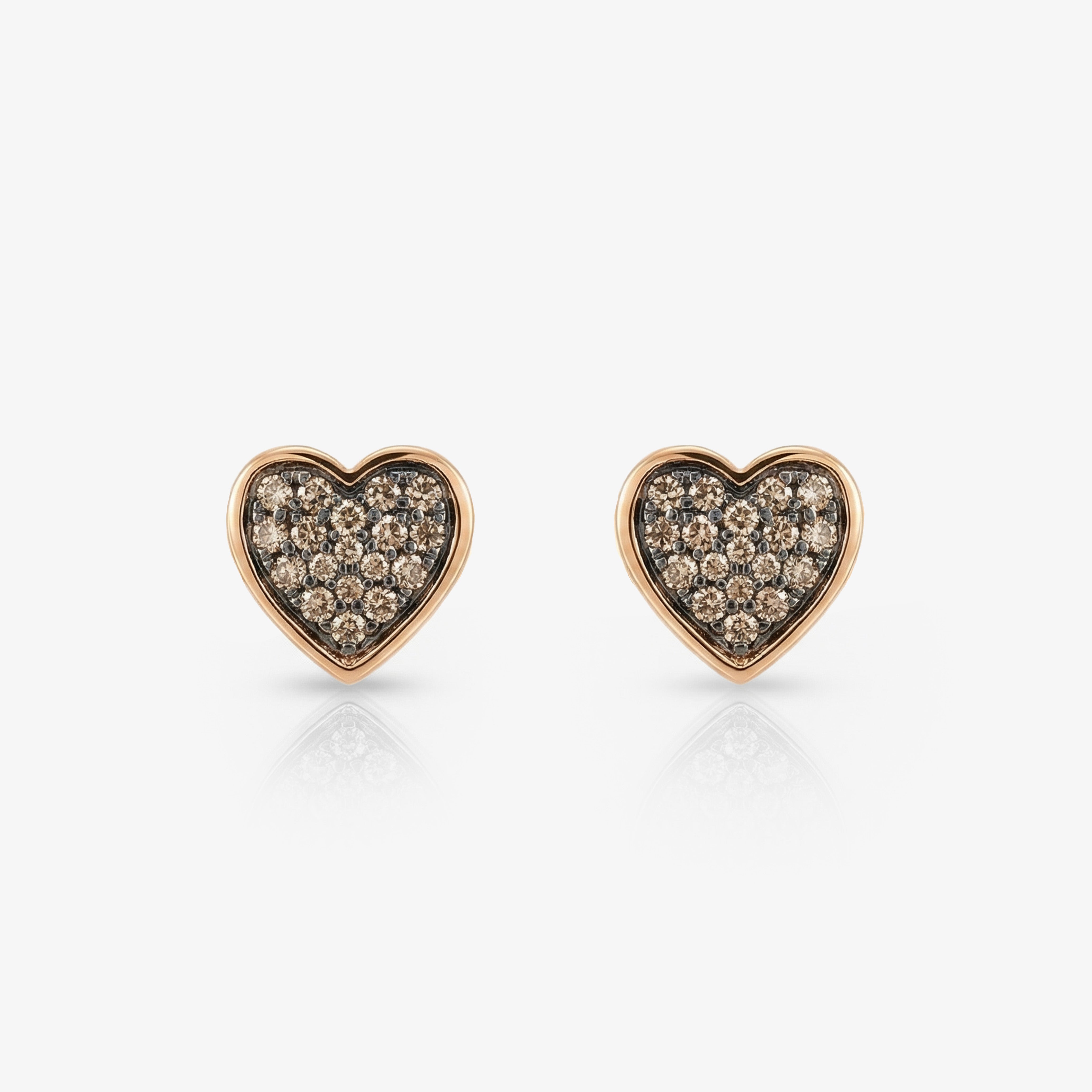Cercei aur 18k Brown Hearts 0.07 ct
