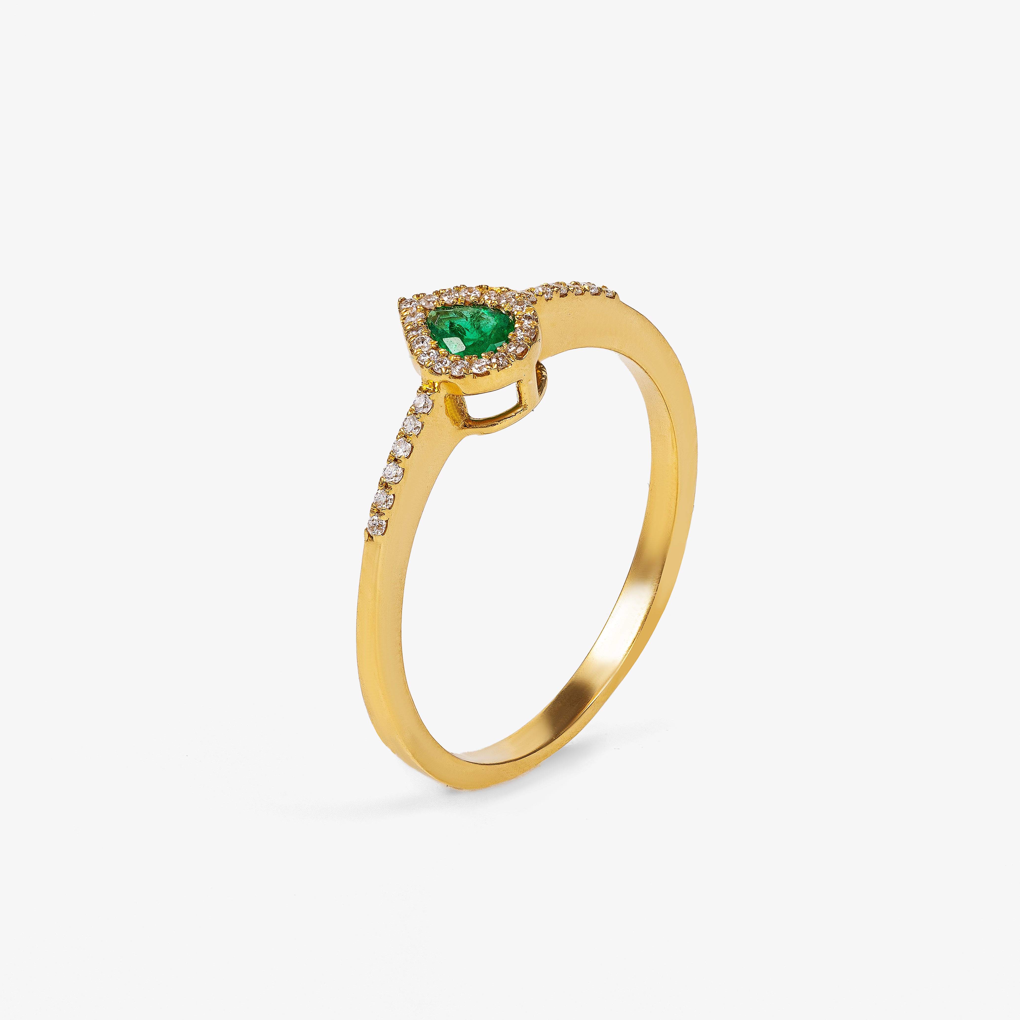 Inel aur 18k cu smarald 0.14 ct si diamante