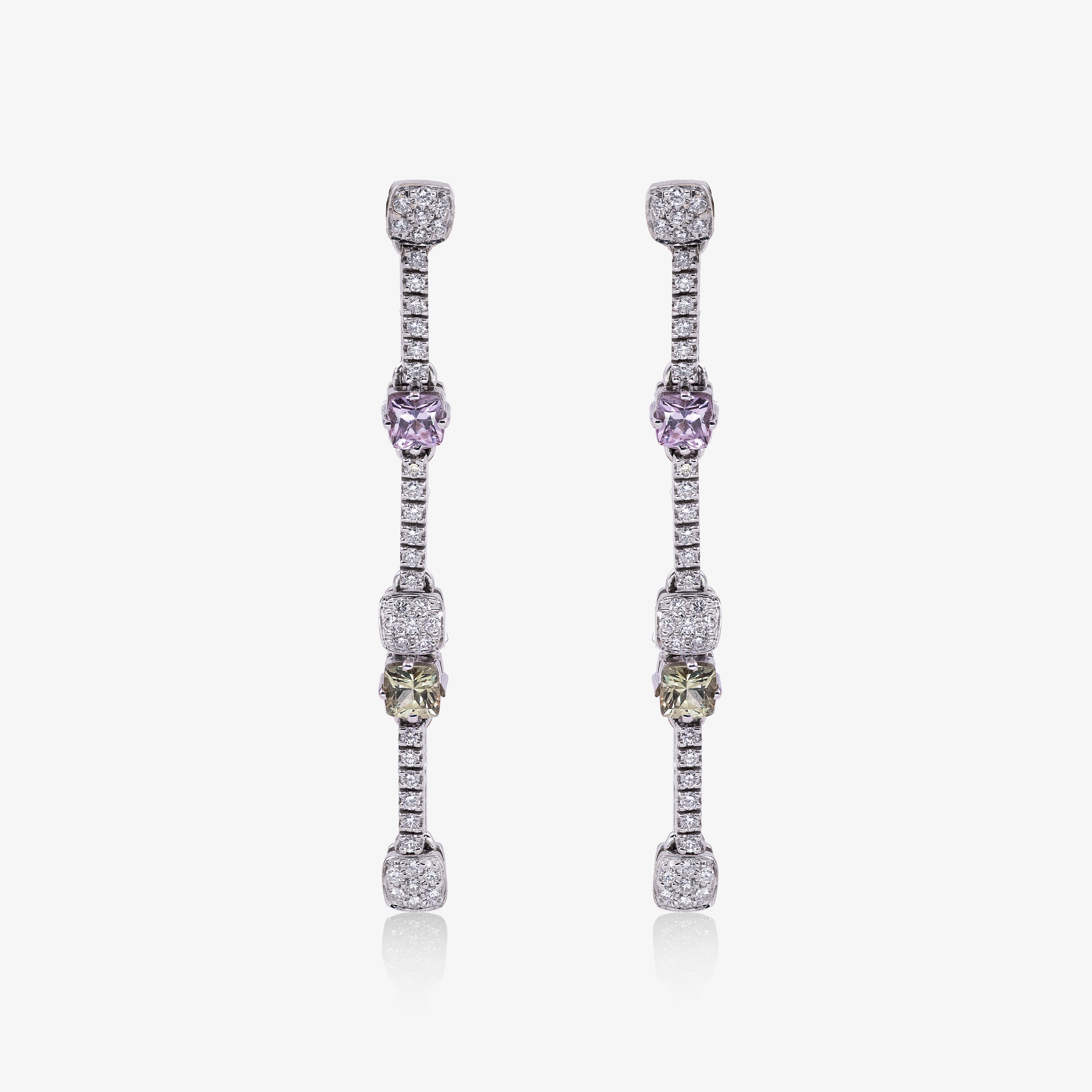 Cercei aur 18k cu safire 1.10 ct si diamante 0.52 ct