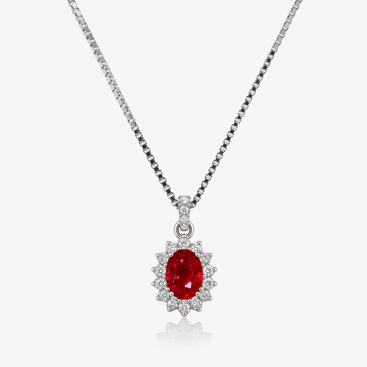 Pandantiv din aur alb 18K cu rubin și diamante (fără lanț) – 136801