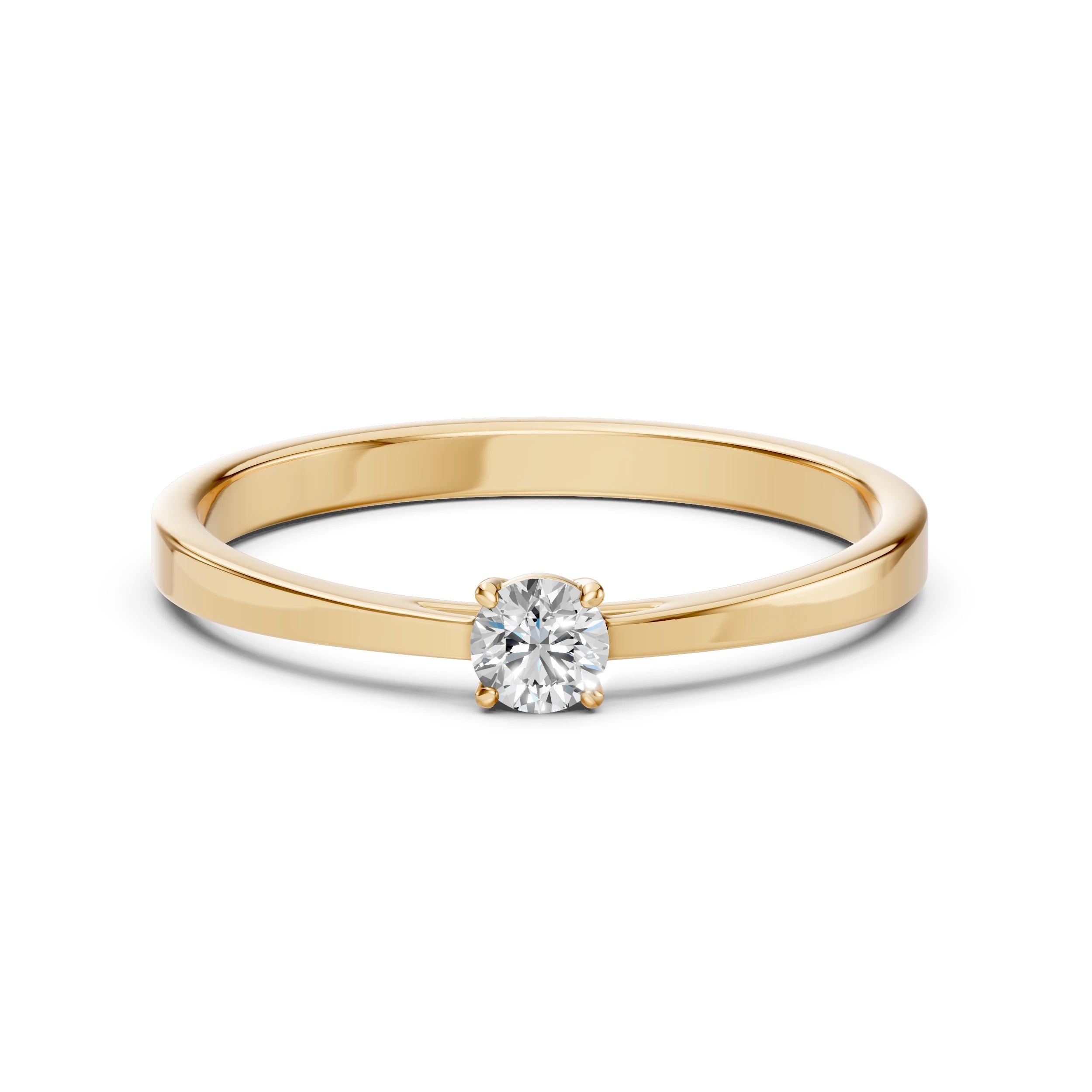 Inel de Logodnă Solitaire din Aur, Diamant Rotund Briliant 0.20 CT