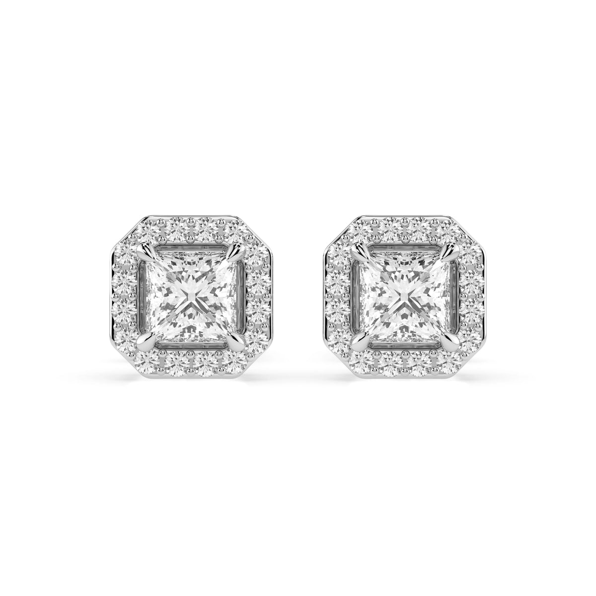 Cercei din Aur cu Diamante, Forma Princess, 0,50 CT