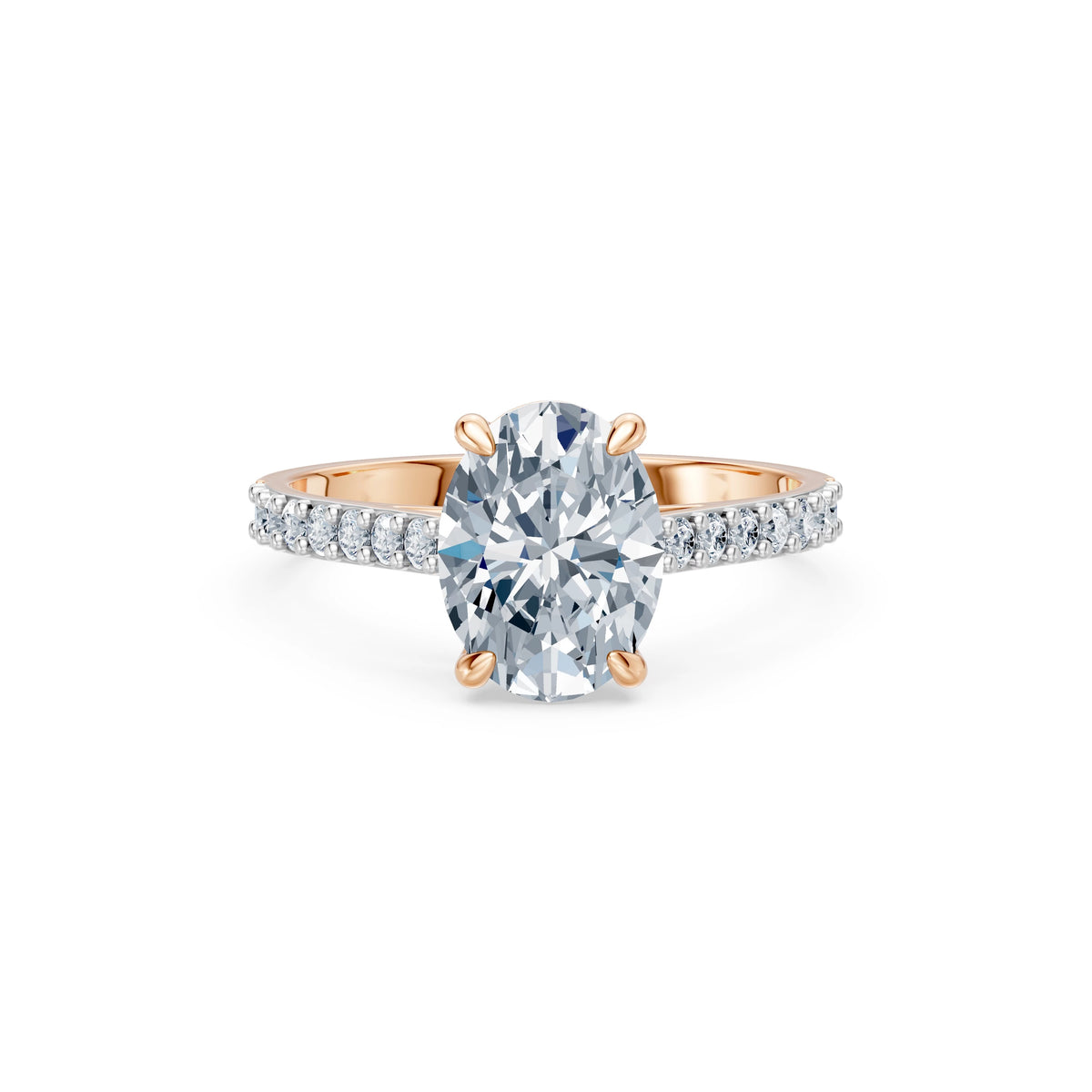 Inel de Logodnă din Aur cu Diamant Central Oval și Diamante Laterale 2,28 CT