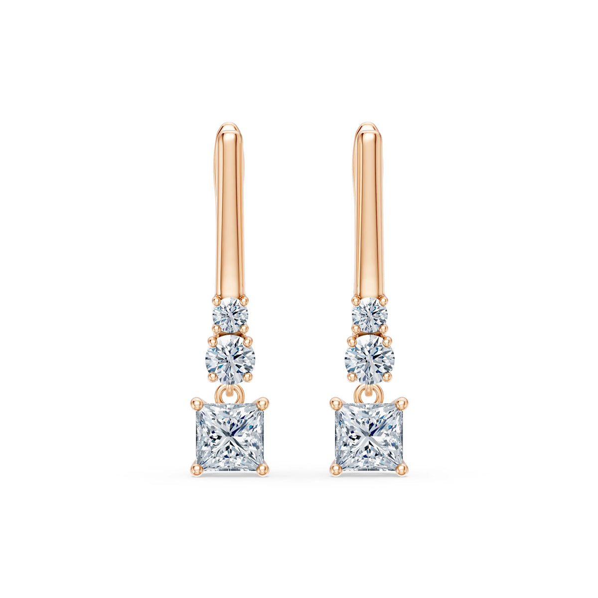Cercei din Aur cu Diamante, Forma Princess, 0,81 CT