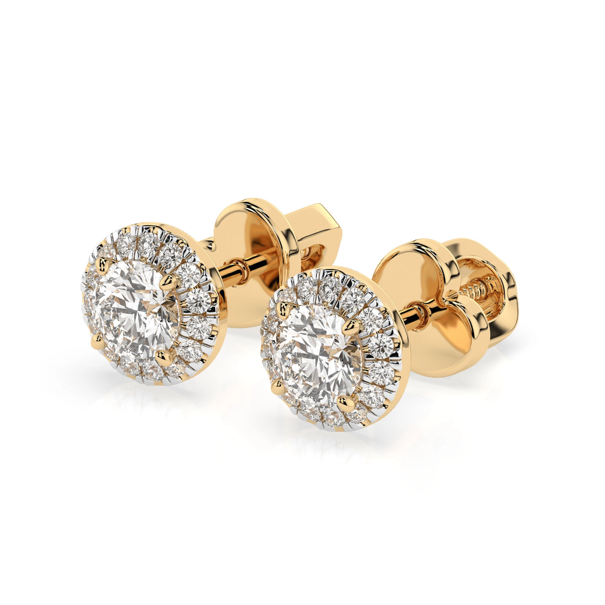 Cercei din Aur cu Diamante, Forma Rotund Briliant, 0,54 CT
