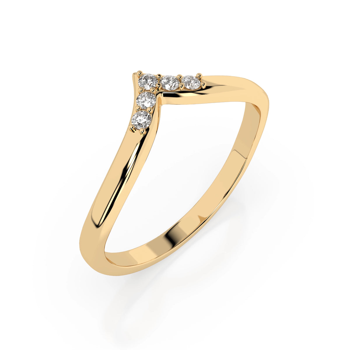Inel din Aur cu Diamante, Forma Rotund Briliant, 0,05 CT