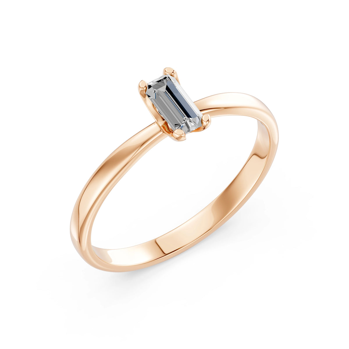 Inel de Logodnă Solitaire din Aur, Diamant Baguette 0,30 CT