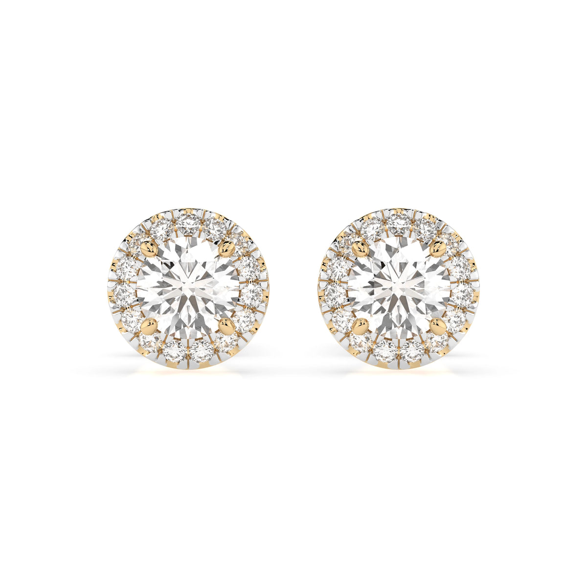 Cercei din Aur cu Diamante, Forma Rotund Briliant, 0,54 CT