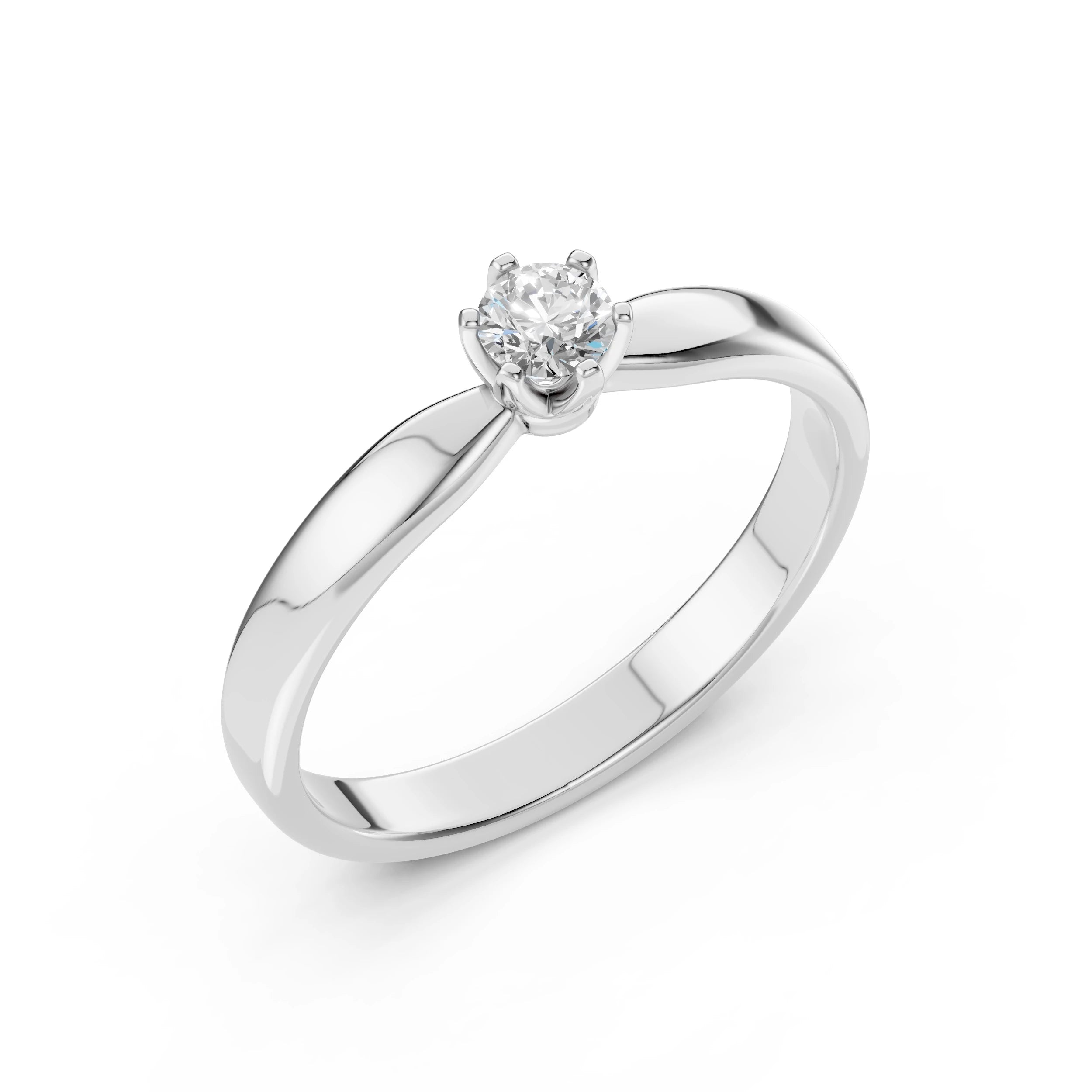 Inel de Logodnă Solitaire din Aur, Diamant Rotund Briliant 0.20 CT