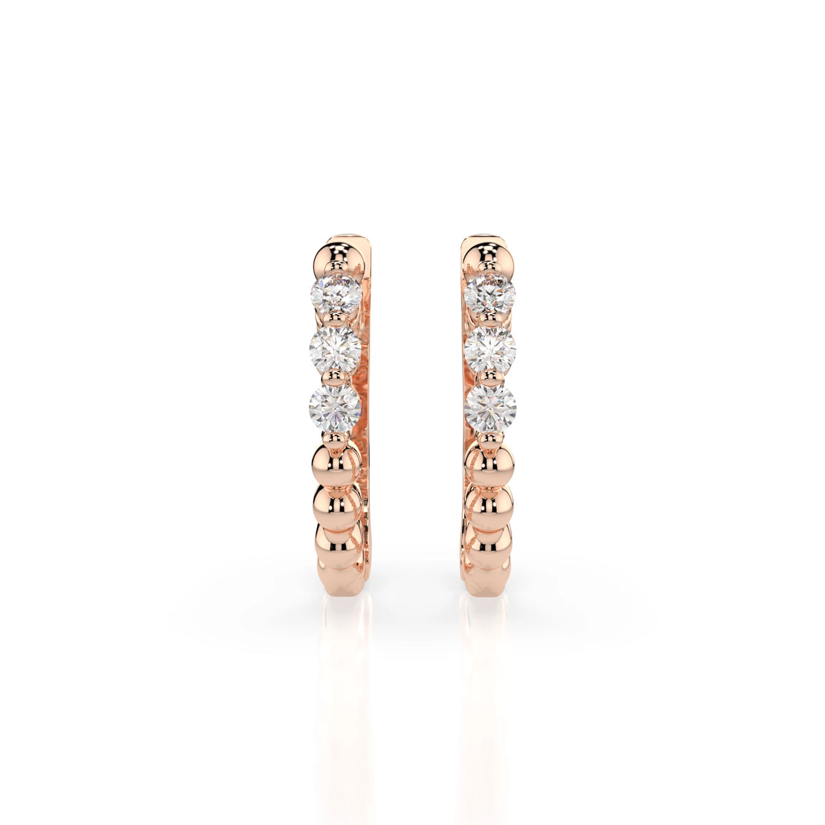 Cercei din Aur cu Diamante, Forma Rotund Briliant, 0,18 CT