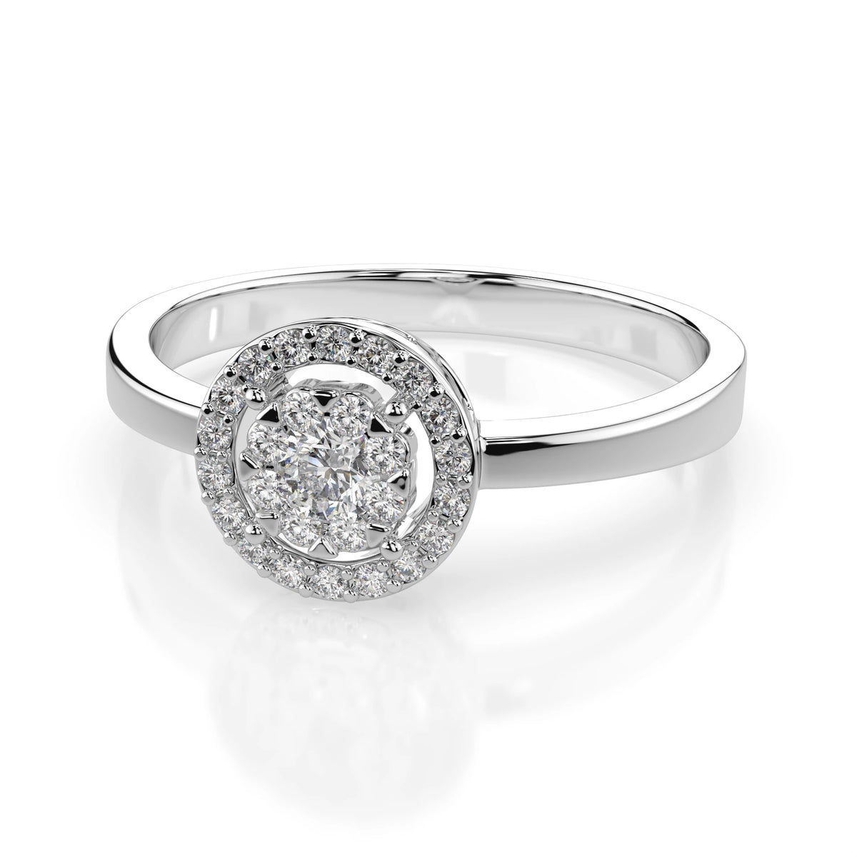 Inel din Aur cu Diamante, Forma Rotund Briliant, 0,14 CT