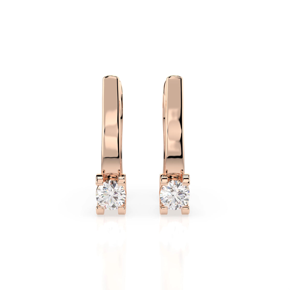 Cercei din Aur cu Diamante, Forma Rotund Briliant, 0,30 CT
