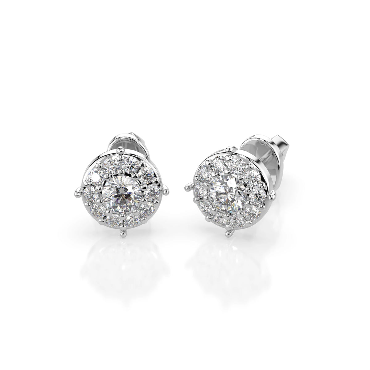 Cercei din Aur cu Diamante, Forma Rotund Briliant, 0,36 CT