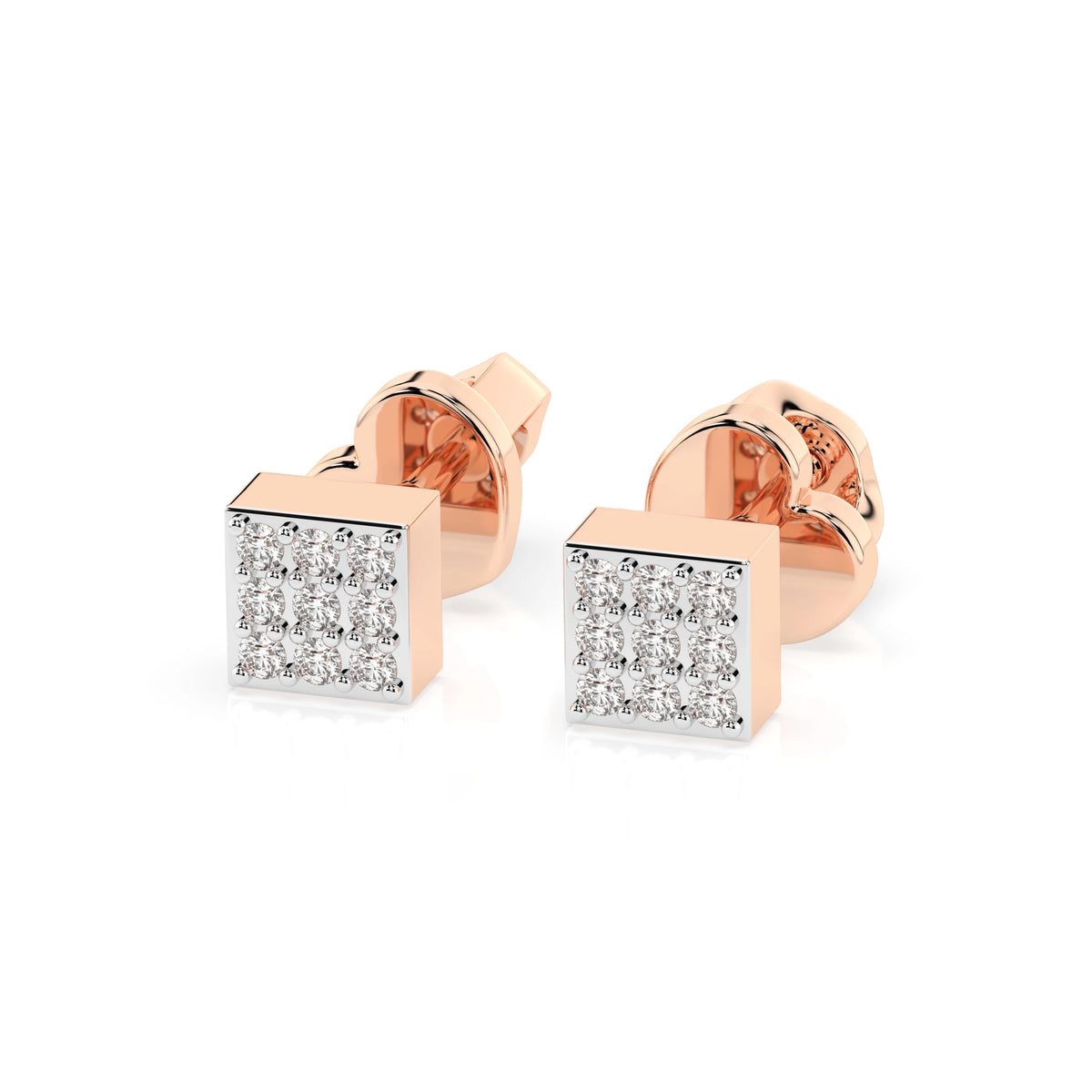 Cercei din Aur cu Diamante, Forma Rotund Briliant, 0,11 CT