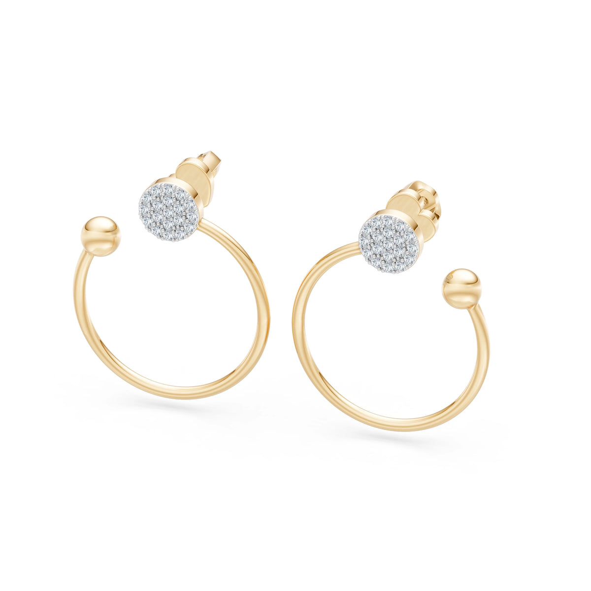 Cercei din Aur cu Diamante, Forma Rotund Briliant, 0,23 CT