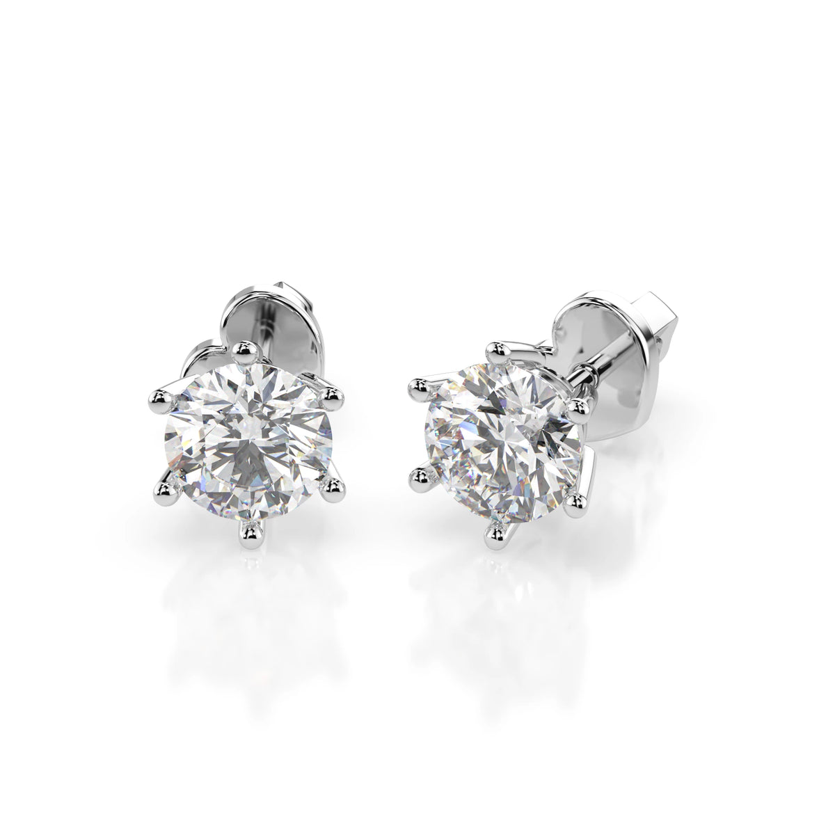 Cercei din Aur cu Diamante, Forma Rotund Briliant, 1,00 CT