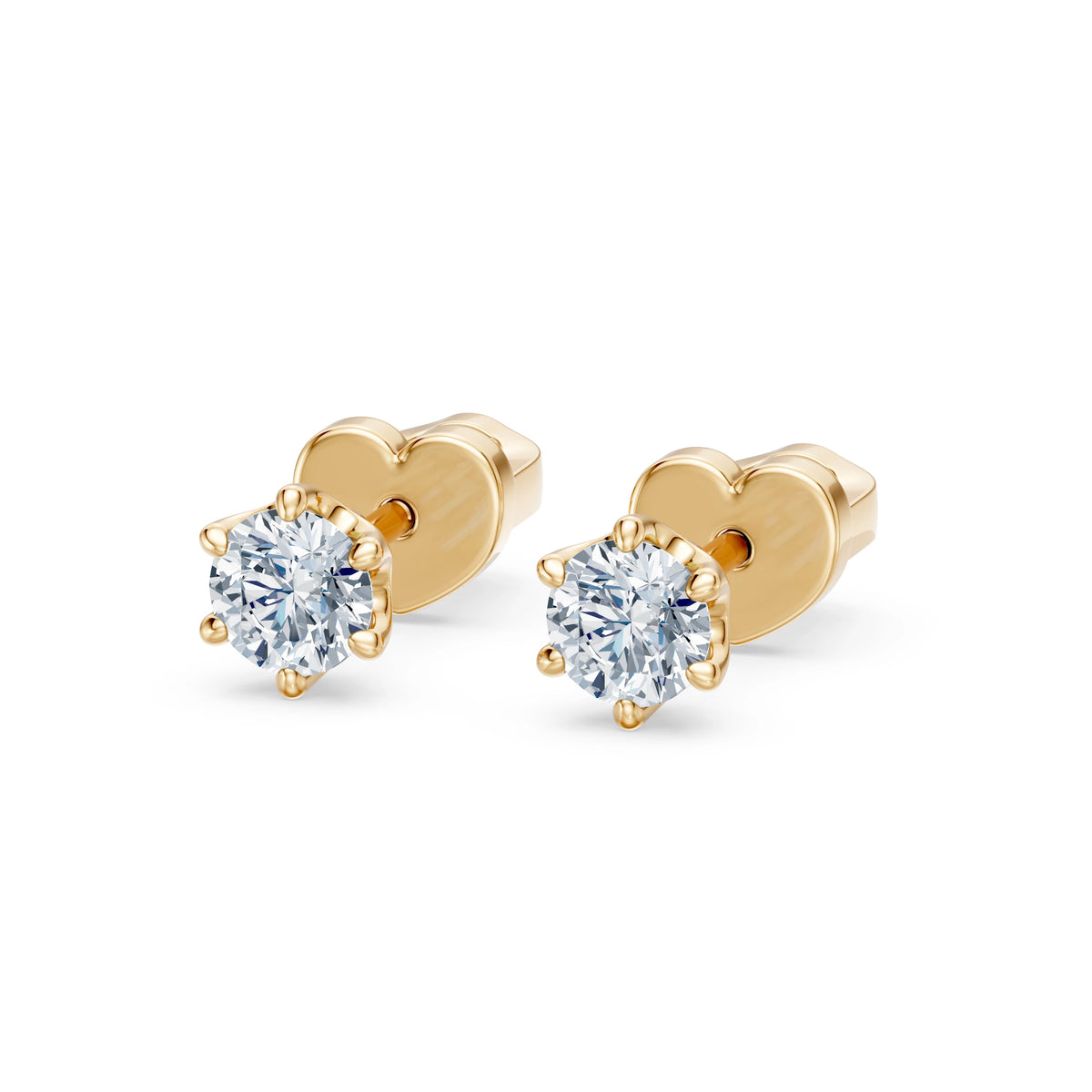 Cercei din Aur cu Diamante, Forma Rotund Briliant, 0,60 CT