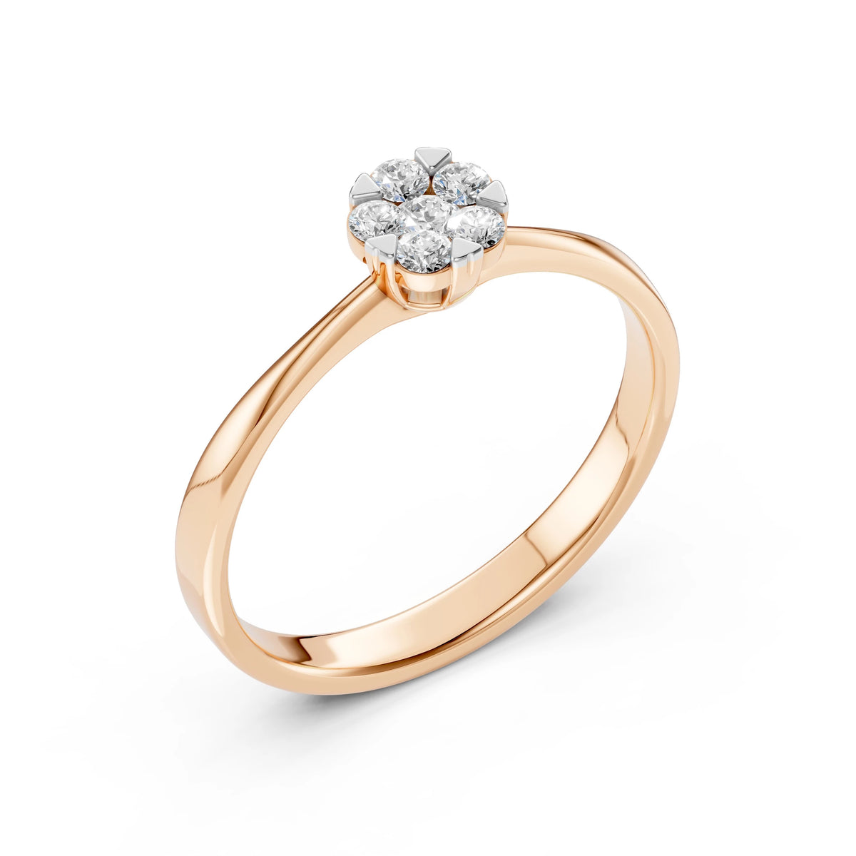 Inel din Aur cu Diamante, Forma Rotund Briliant, 0,20 CT