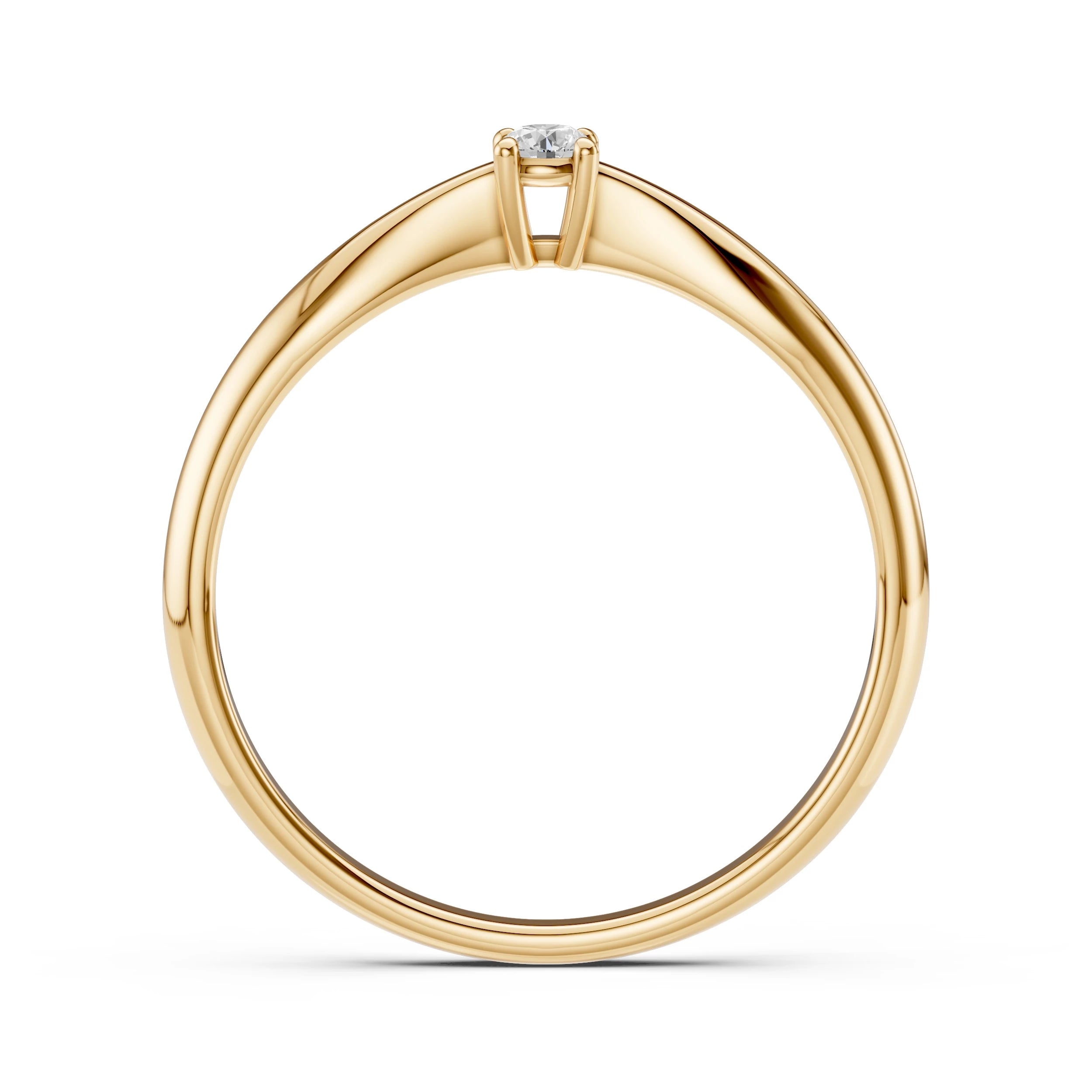 Inel de Logodnă Solitaire din Aur, Diamant Rotund Briliant 0.10 CT