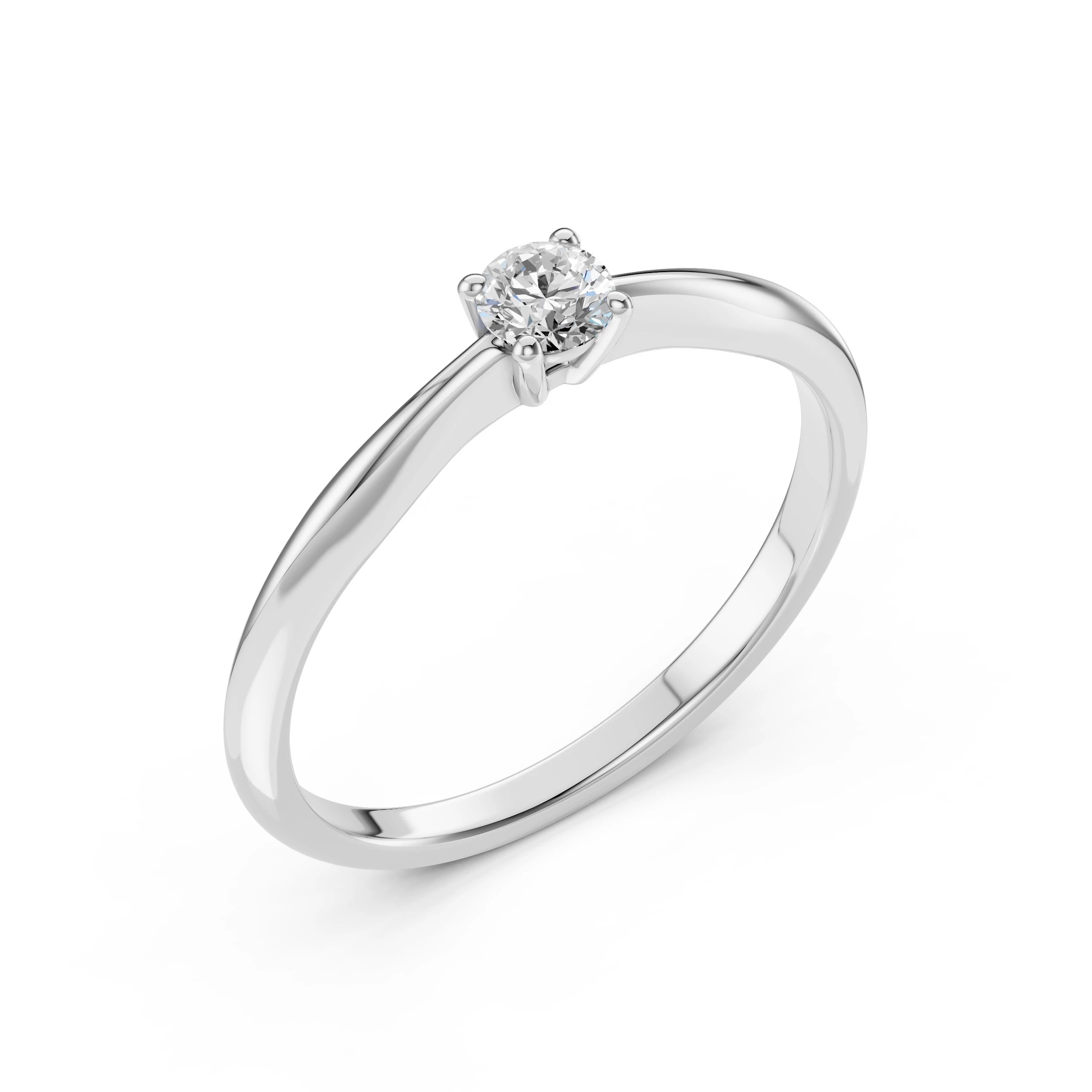 Inel de Logodnă Solitaire din Aur, Diamant Rotund Briliant 0.20 CT