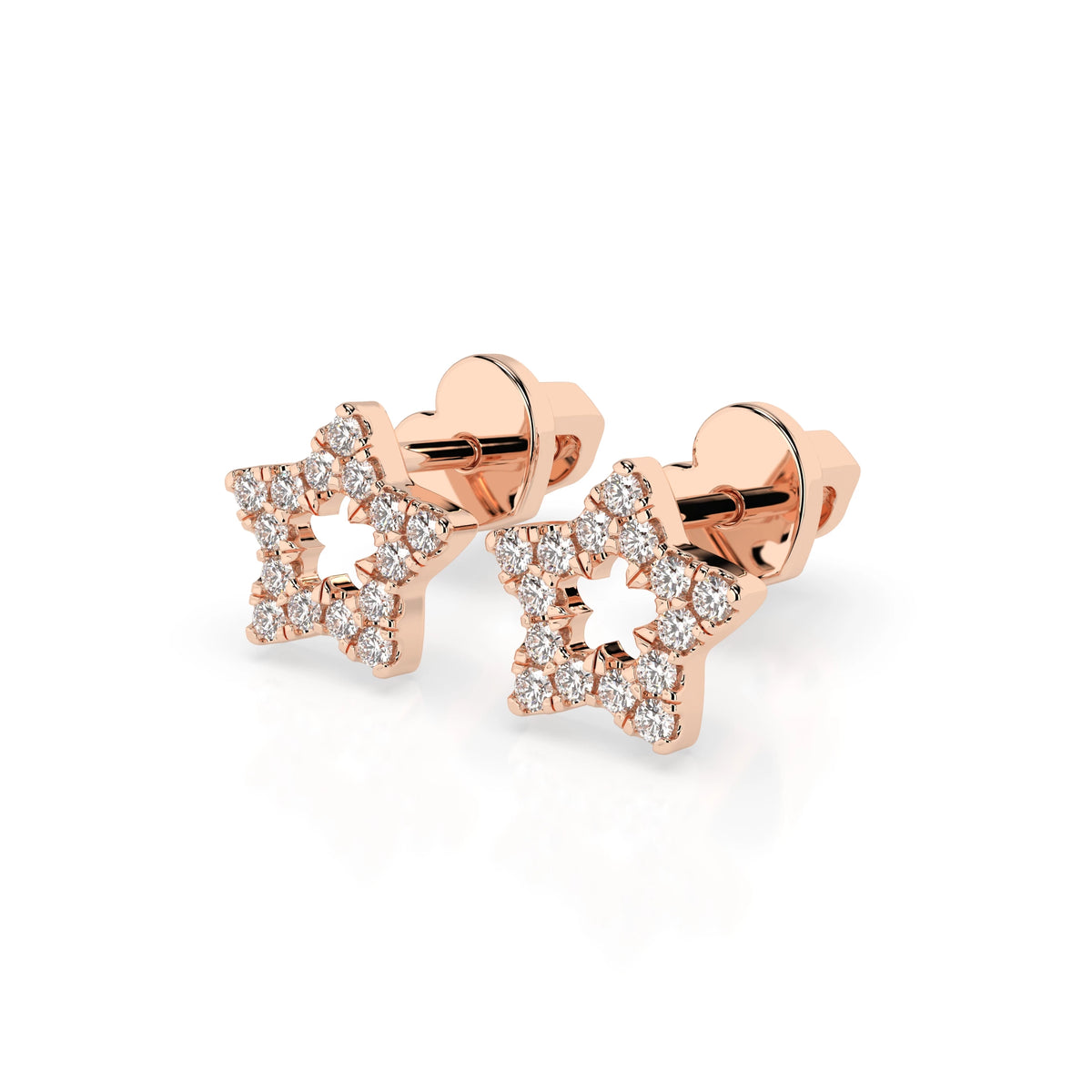 Cercei din Aur cu Diamante, Forma Rotund Briliant, 0,18 CT