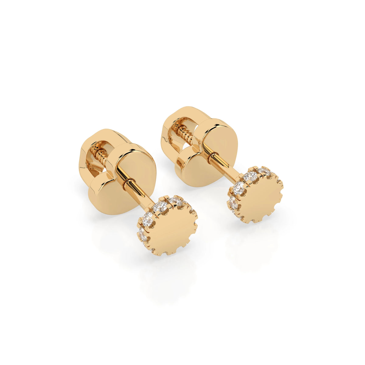 Cercei din Aur cu Diamante, Forma Rotund Briliant, 0,10 CT