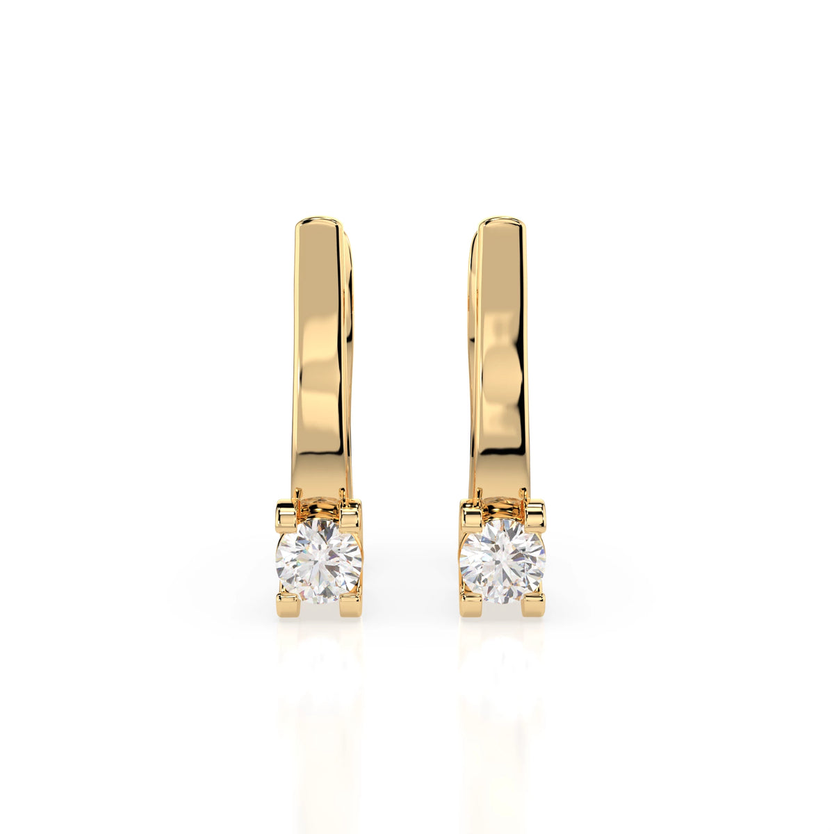 Cercei din Aur cu Diamante, Forma Rotund Briliant, 0,30 CT