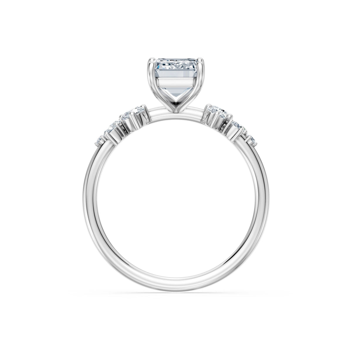 Inel de Logodnă din Aur cu Diamant Central Emerald și Diamante Laterale 2,36 CT