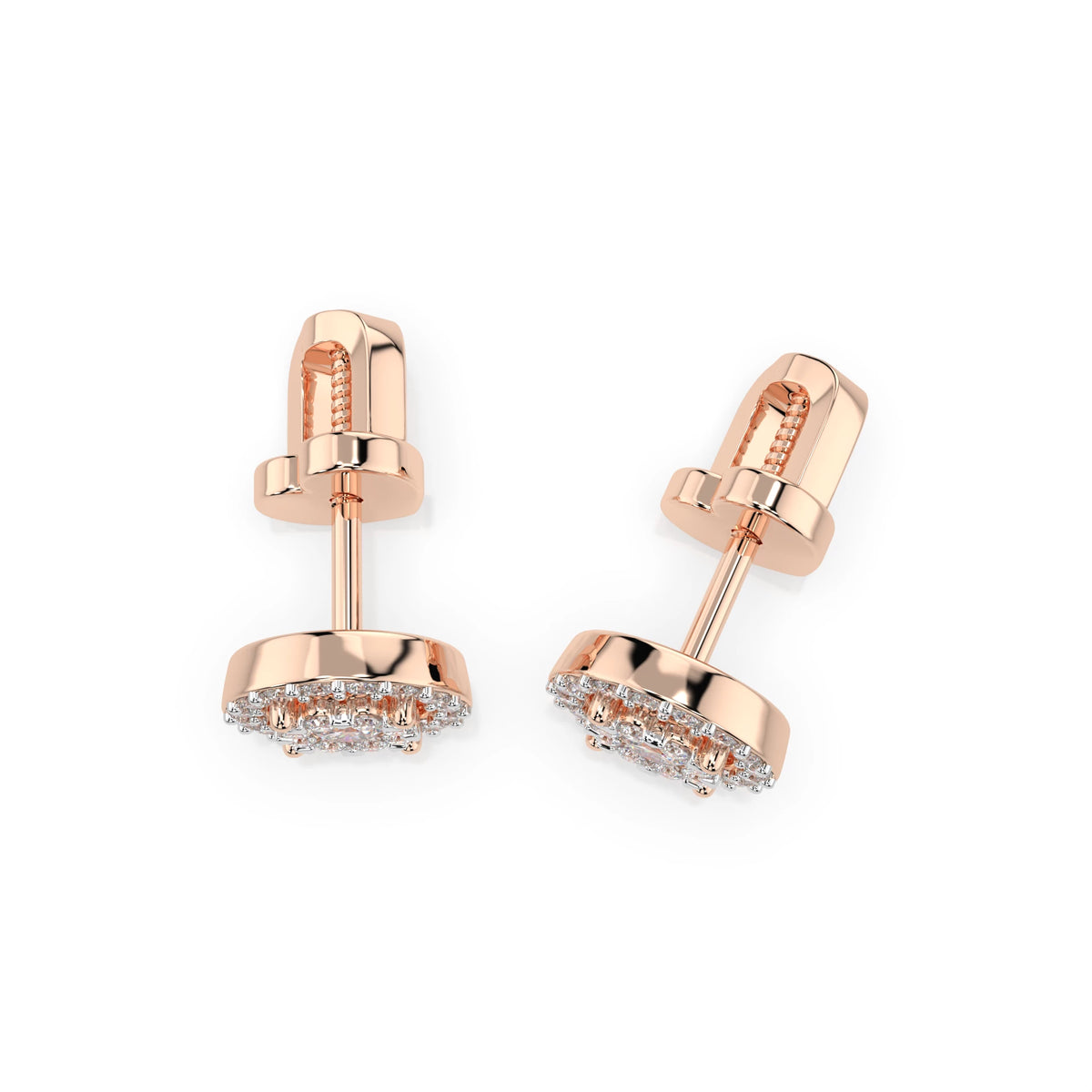 Cercei din Aur cu Diamante, Forma Rotund Briliant, 0,48 CT