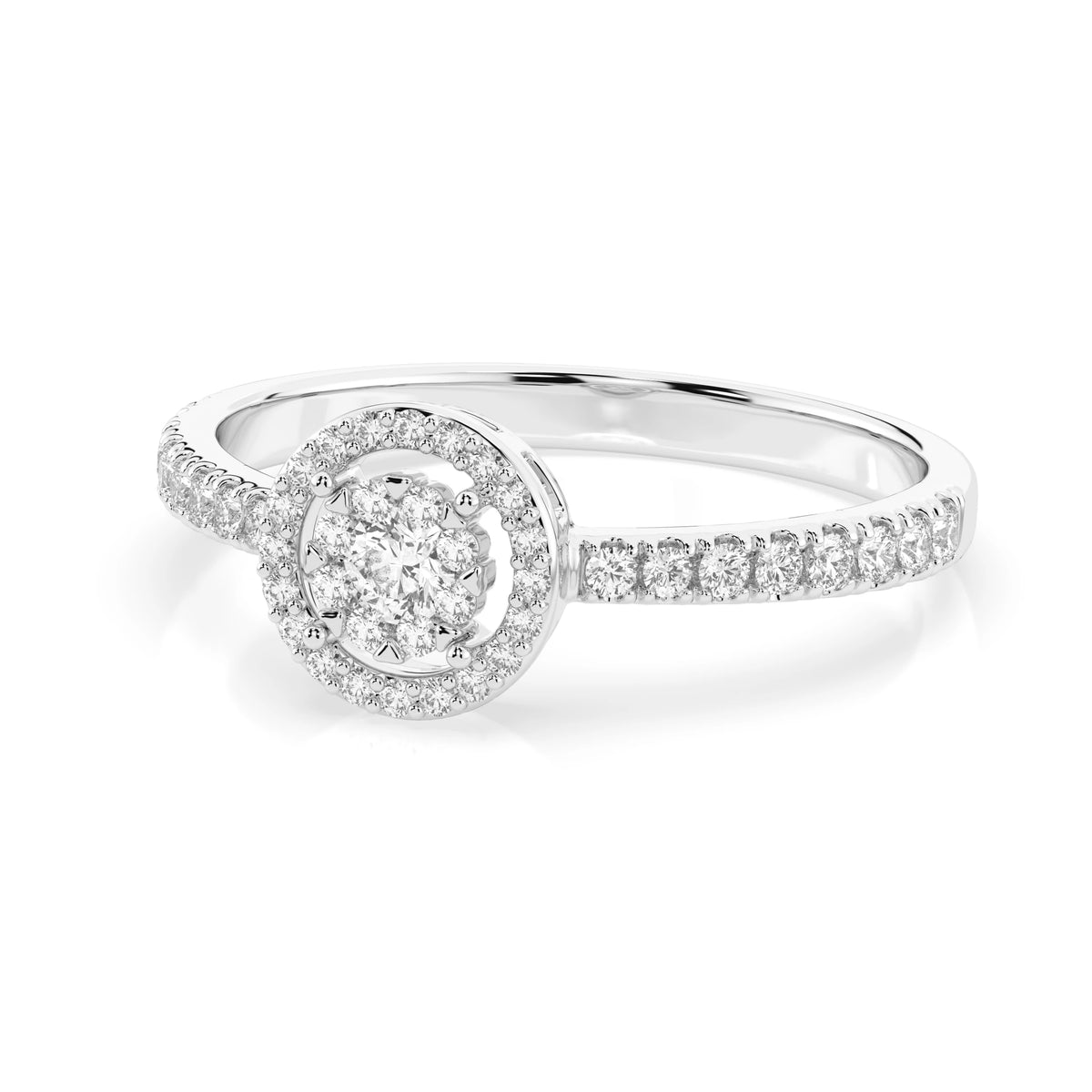 Inel din Aur cu Diamante, Forma Rotund Briliant, 0,37 CT