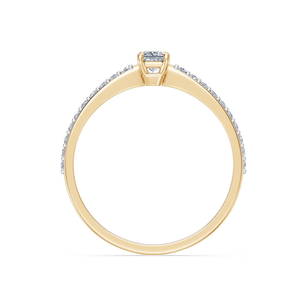 Inel de Logodnă Solitaire din Aur, Diamant Princess 0,17 CT