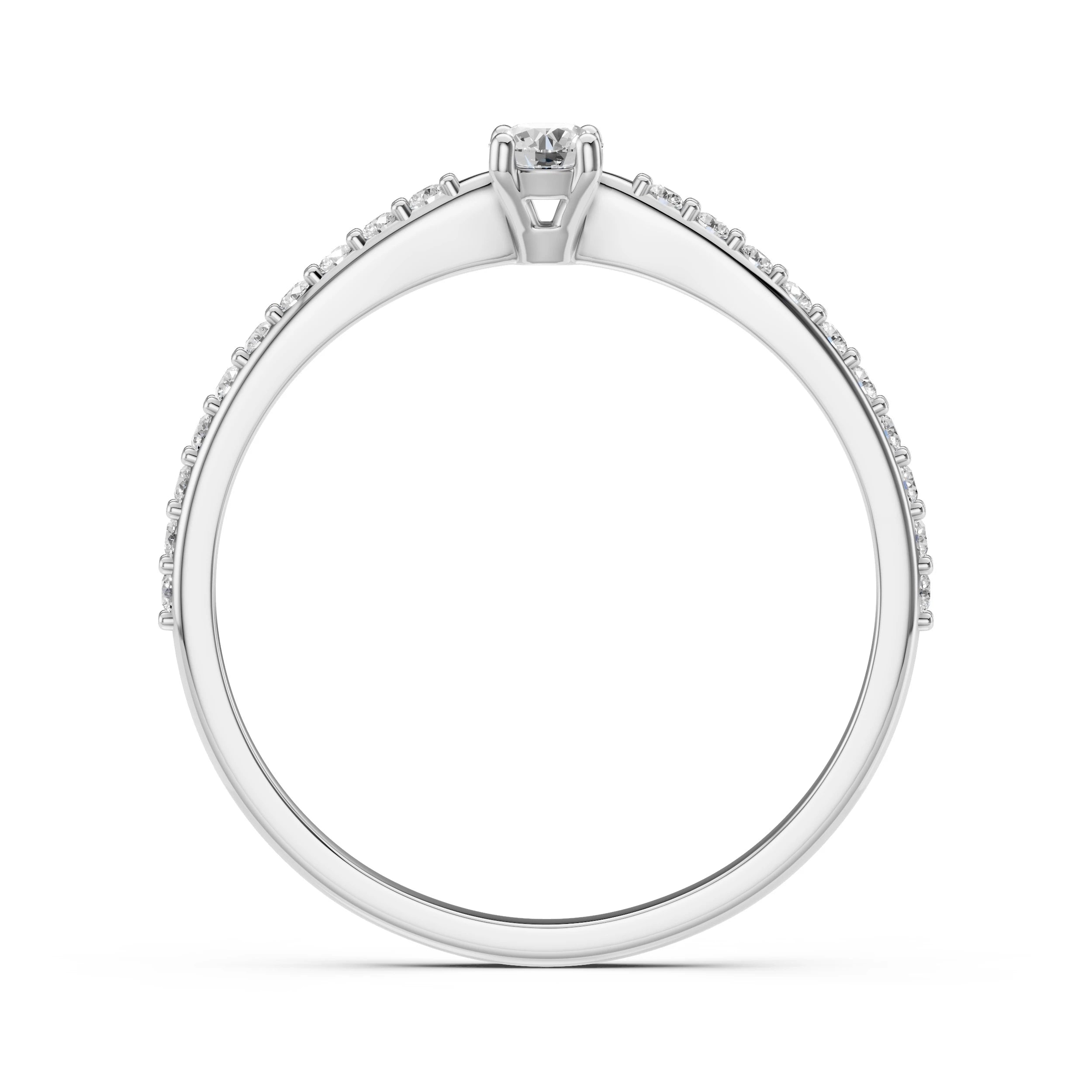 Inel de Logodnă din Aur cu Diamant Central și Diamante Laterale Rotunde 0.26 CT