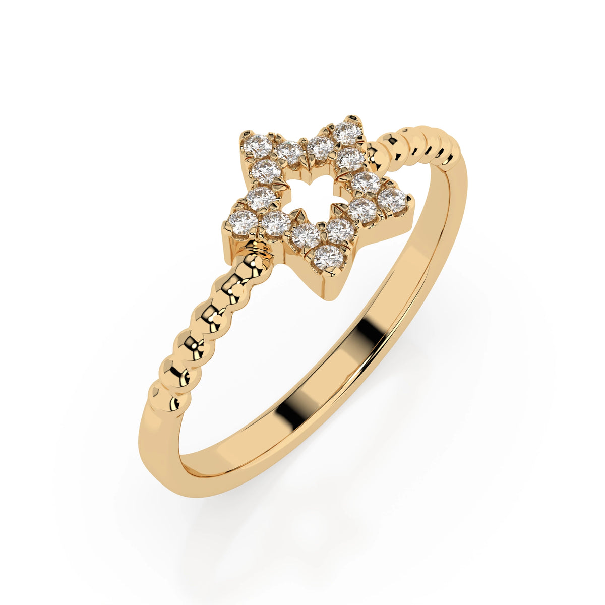 Inel din Aur cu Diamante, Forma Rotund Briliant, 0,09 CT