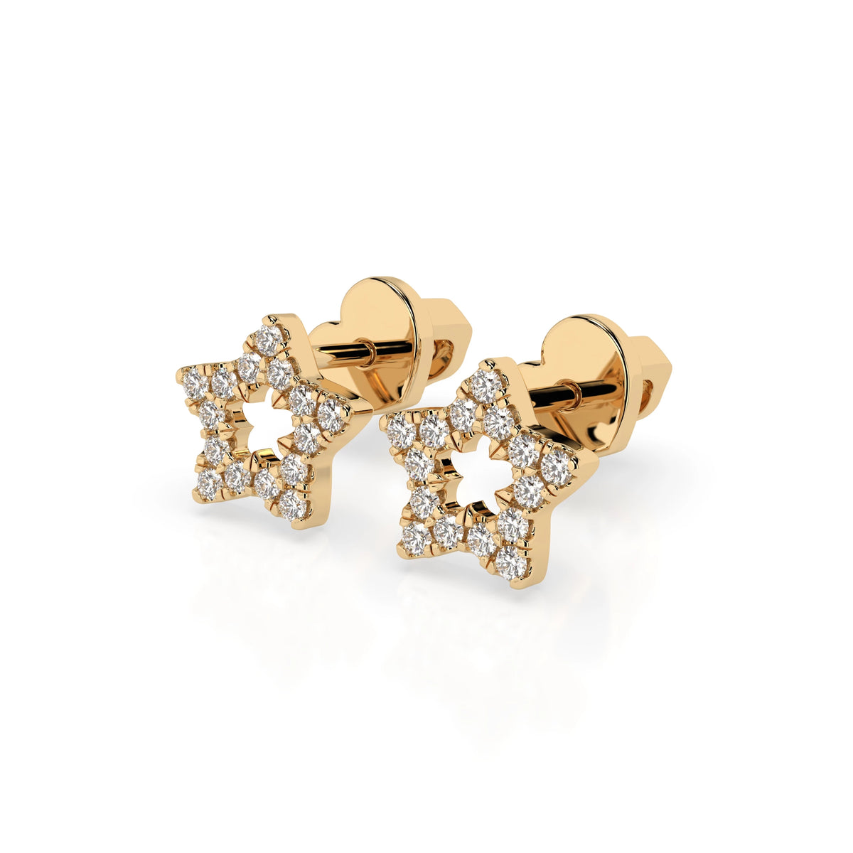 Cercei din Aur cu Diamante, Forma Rotund Briliant, 0,18 CT