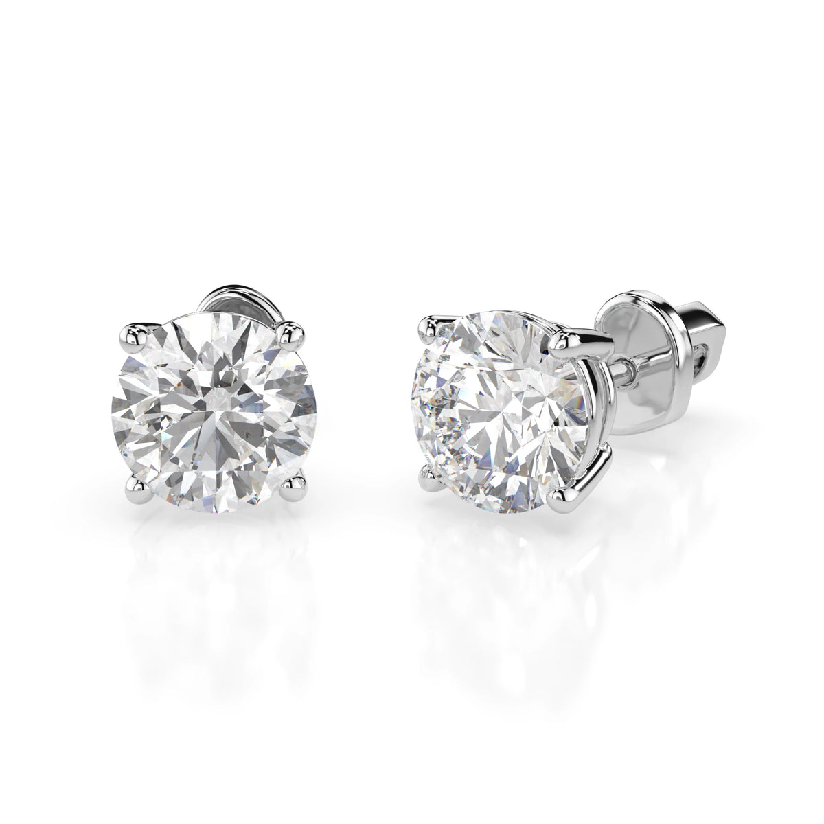 Cercei din Aur cu Diamante, Forma Rotund Briliant, 2,00 CT